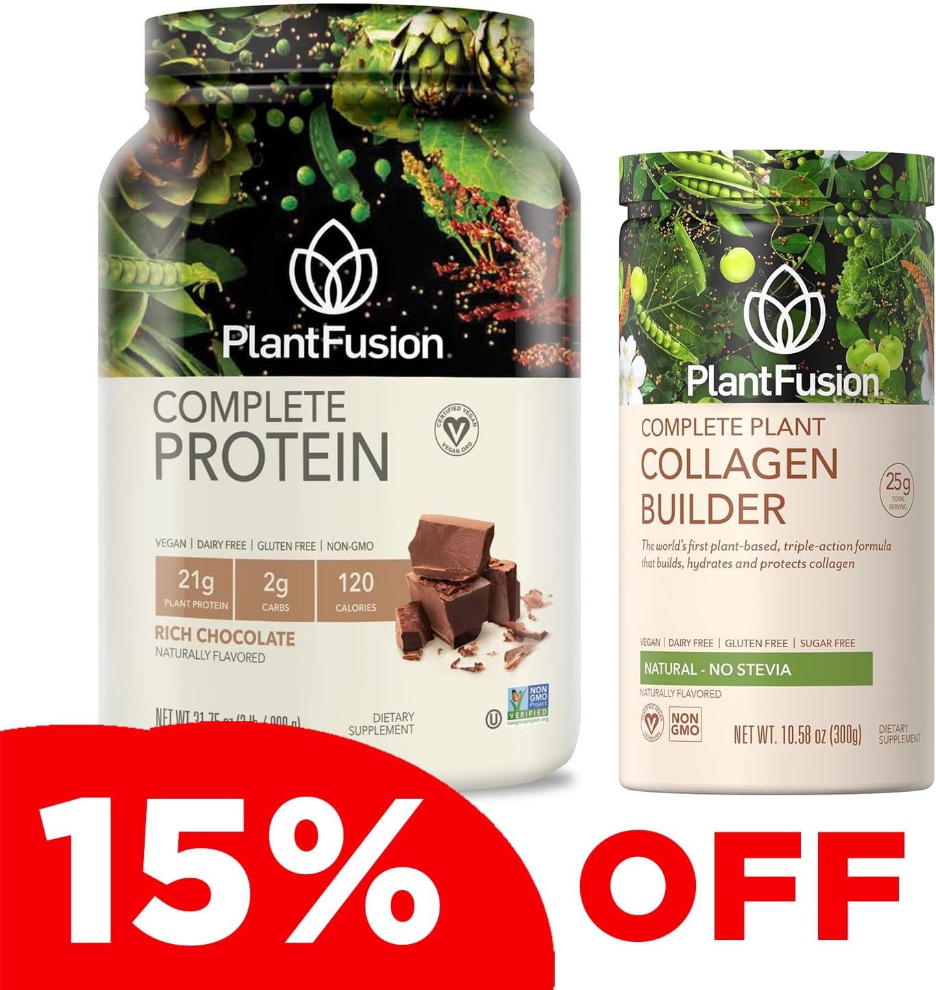 Vegan Protein Powder and Collagen Bundle - Keto-Friendly, Gluten-Free, Soy-Free, Non-Dairy, No Sugar, Non-GMO