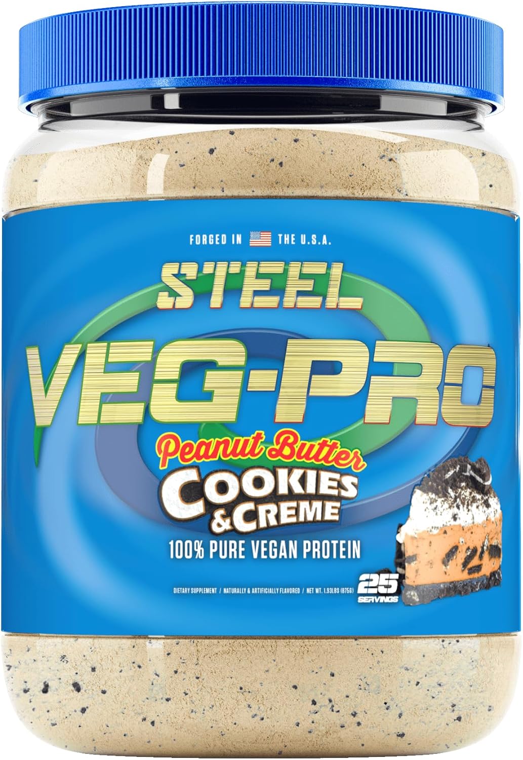 Vegan Protein Powder, Peanut Butter Cookies & Creme | Steel Supplements Veg-PRO | BCAA Amino Acid | Non Dairy | Low Carb Formula | 25 Servings