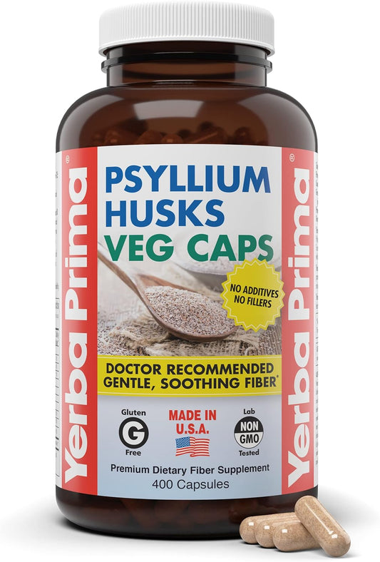 Vegan Psyllium Husk Veg Capsules - 400 Capsules, 625mg - Non-GMO, Gluten Free, Colon Cleansing Fiber Supplement for Gut Health & Regularity