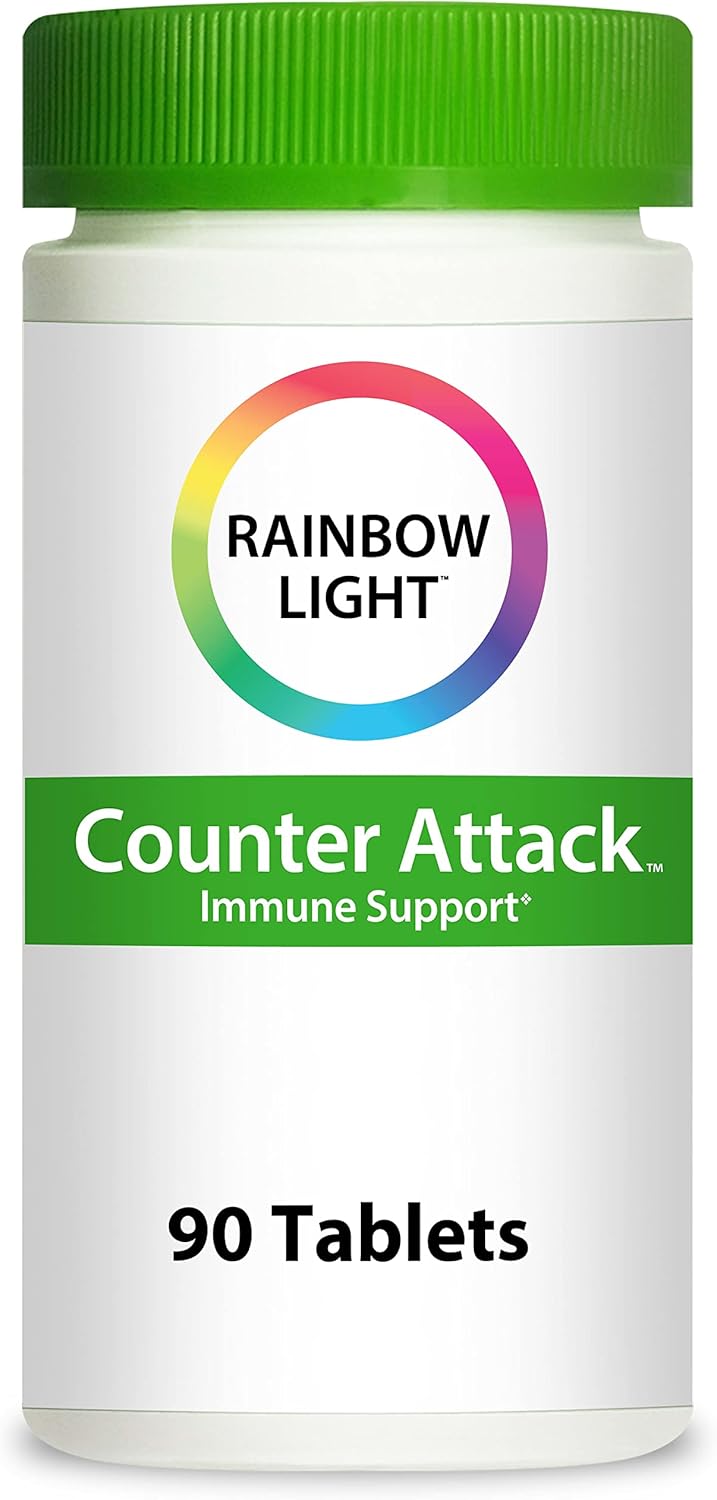 Vegan Rainbow Light Counter Attack Immune Support Supplement with Vitamin C & Zinc - 90 Count, Gluten Free