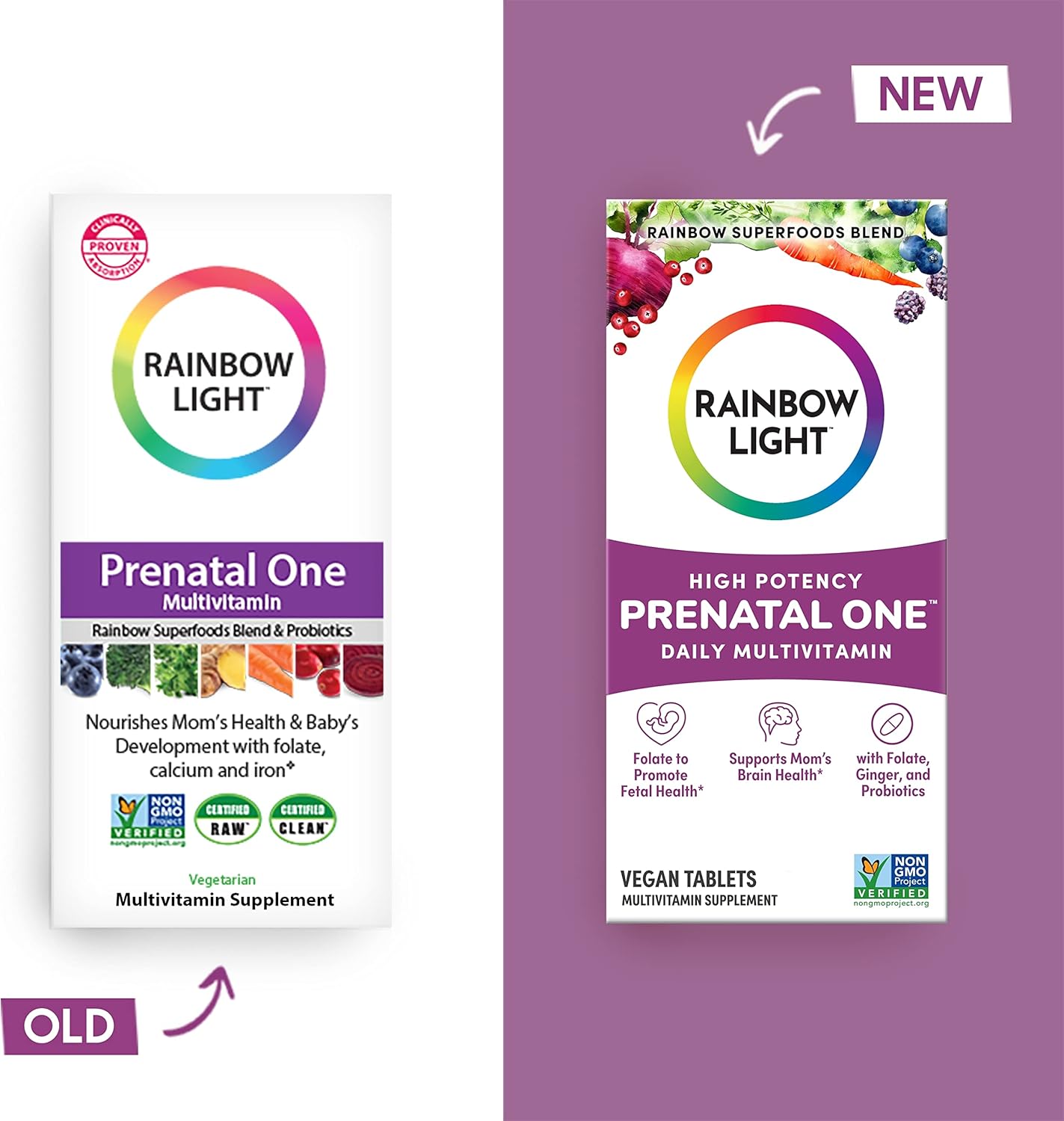Vegan Rainbow Light High-Potency Prenatal One Multivitamin for Mom & Baby, 30 Count