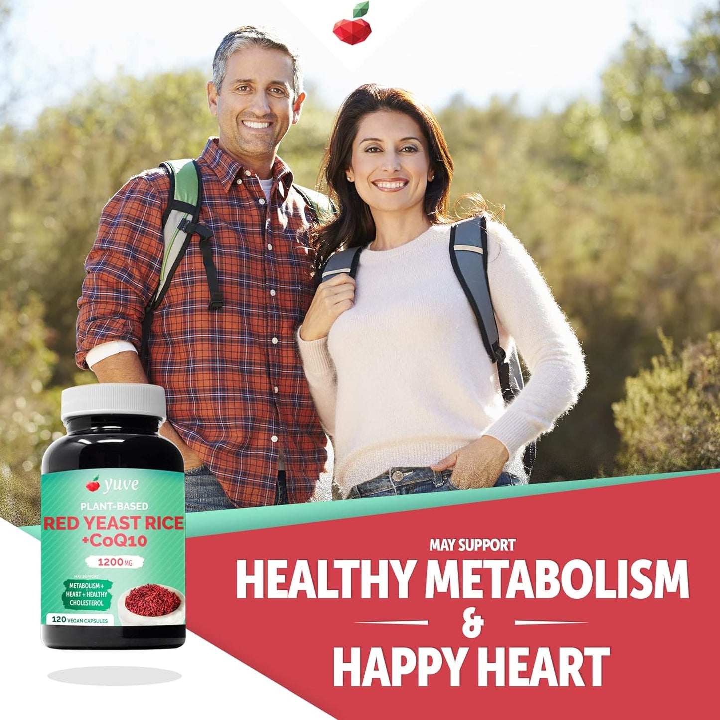 Vegan Red Yeast Rice Capsules with CoQ10 - Support Heart Health & Cholesterol Levels - 240 Ct (2-Pack)