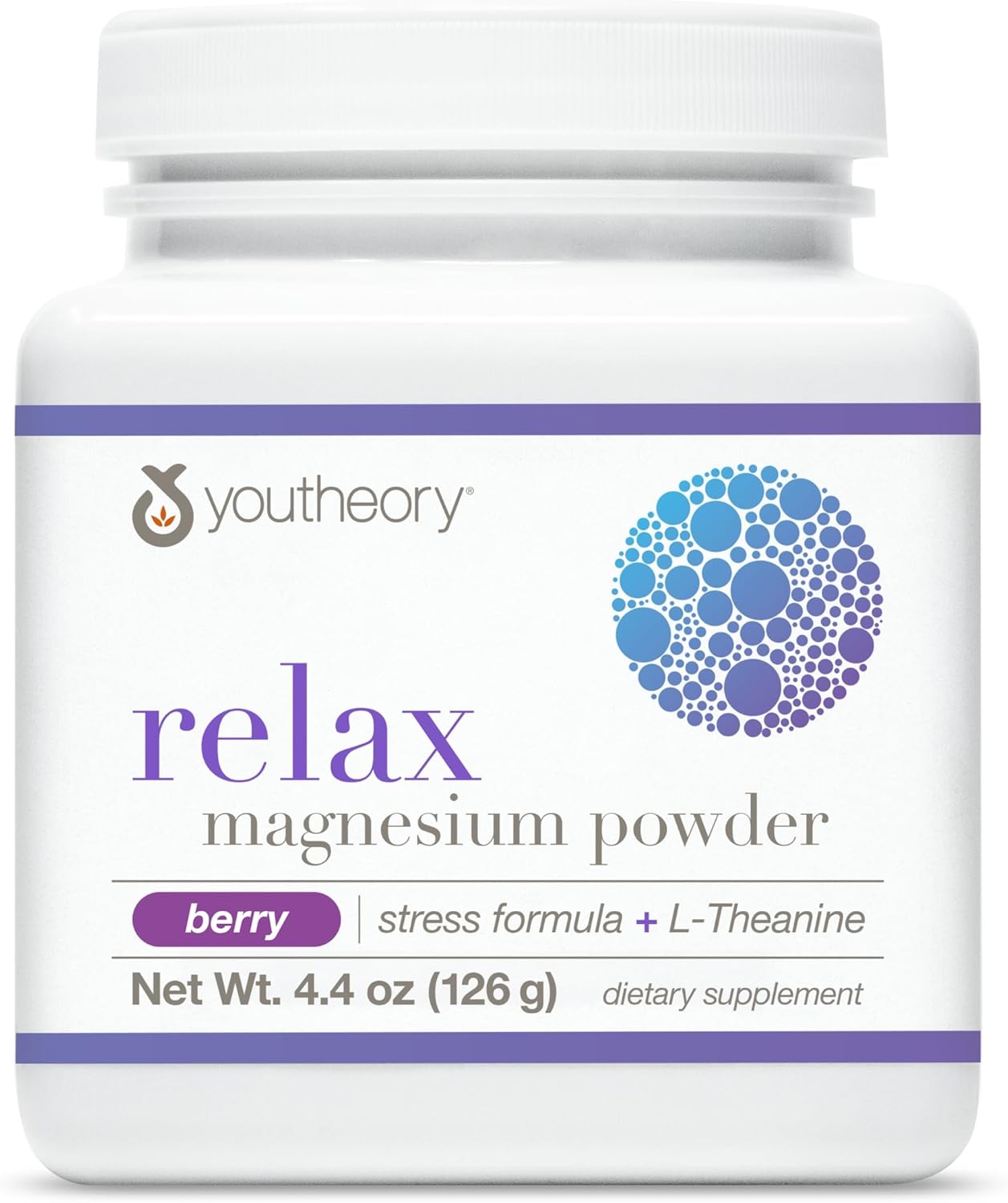 Vegan Relax Magnesium Powder with L-Theanine & GABA for Stress Relief - Supports Relaxation - Berry Flavor - 4.4 oz