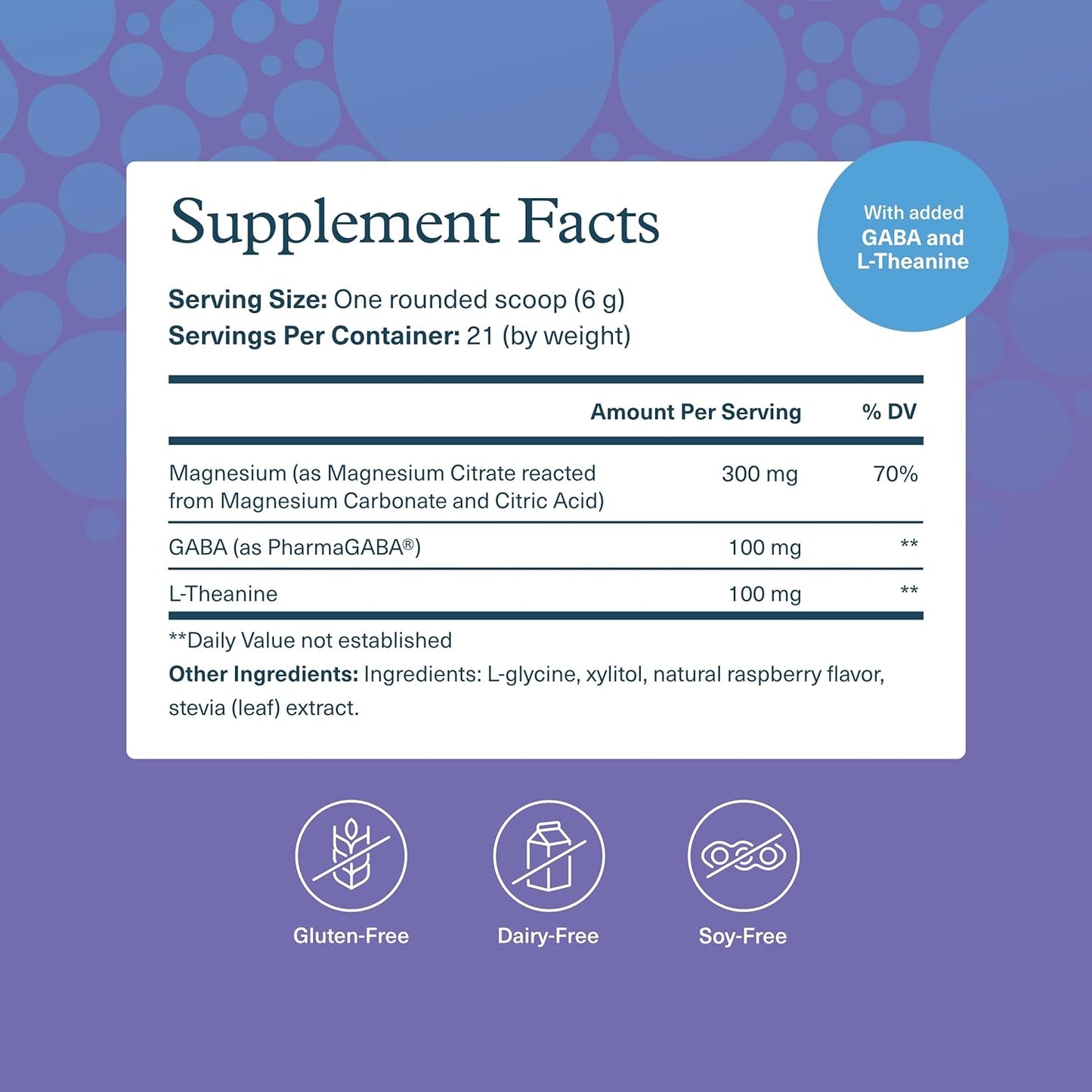Vegan Relax Magnesium Powder with L-Theanine & GABA for Stress Relief - Supports Relaxation - Berry Flavor - 4.4 oz