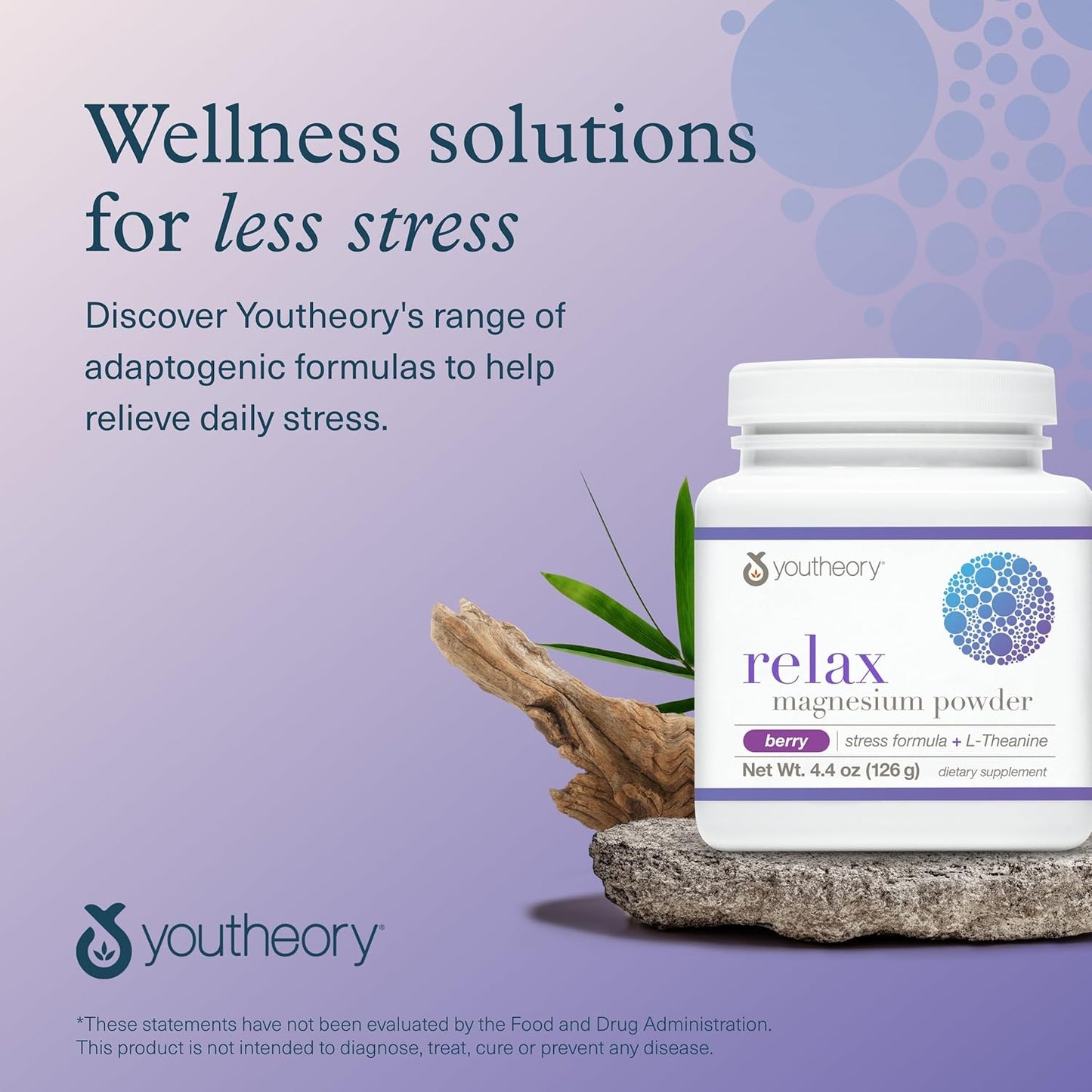 Vegan Relax Magnesium Powder with L-Theanine & GABA for Stress Relief - Supports Relaxation - Berry Flavor - 4.4 oz