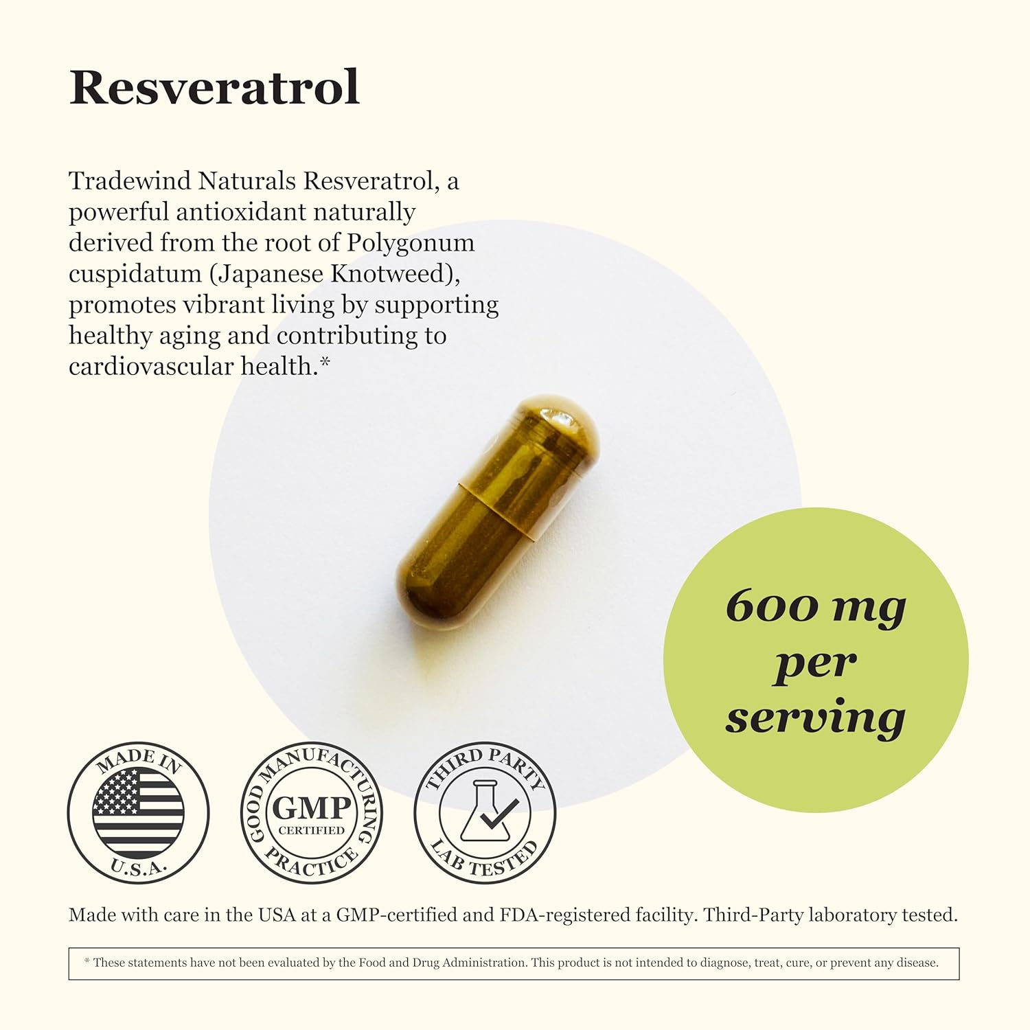Vegan Resveratrol Supplement 600mg - Non-GMO Antioxidant Capsules for Healthy Aging and Cardiovascular Support - Polygonum cuspidatum - 60 Veg Caps