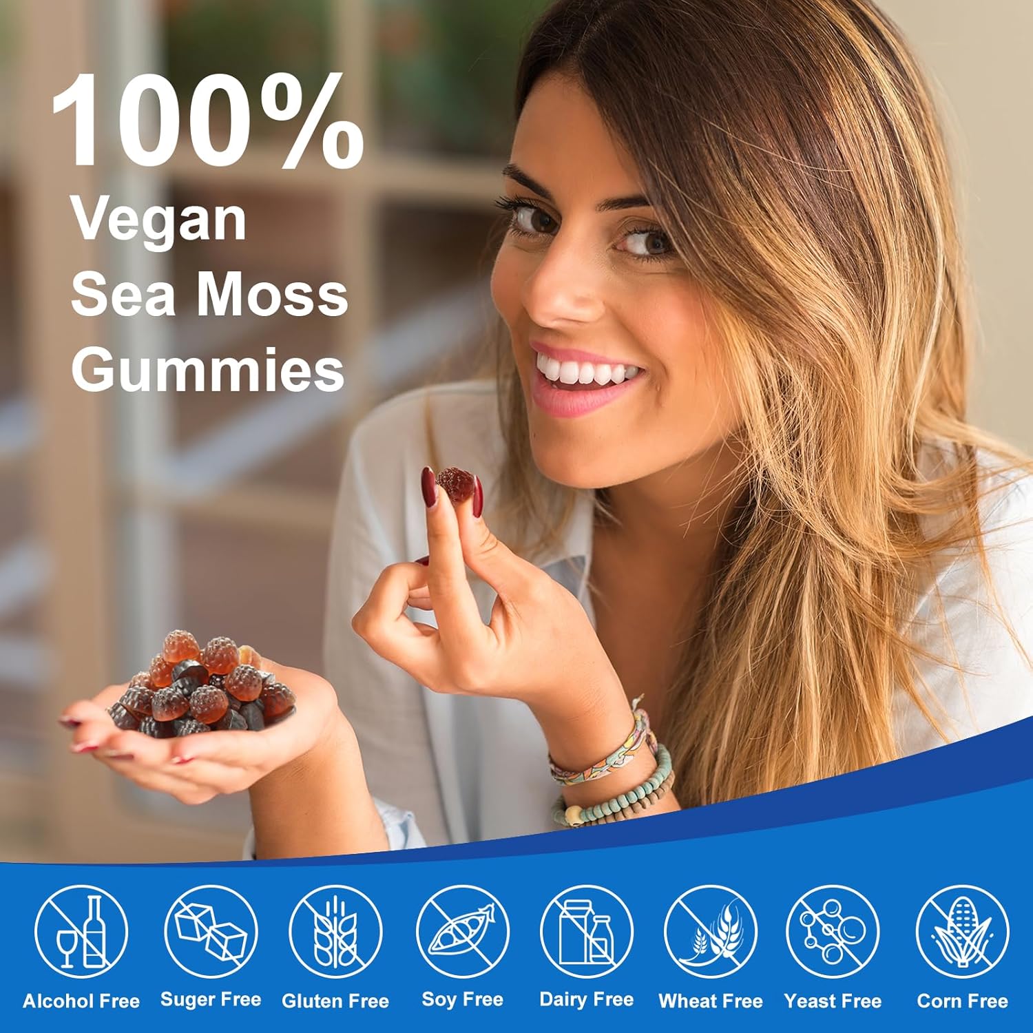 Vegan Sea Moss Gummies with Black Seed Oil, Ashwagandha, Vitamin C&D - 13-in-1 Bundle for Immune Support & Antioxidant - 60 Gummies