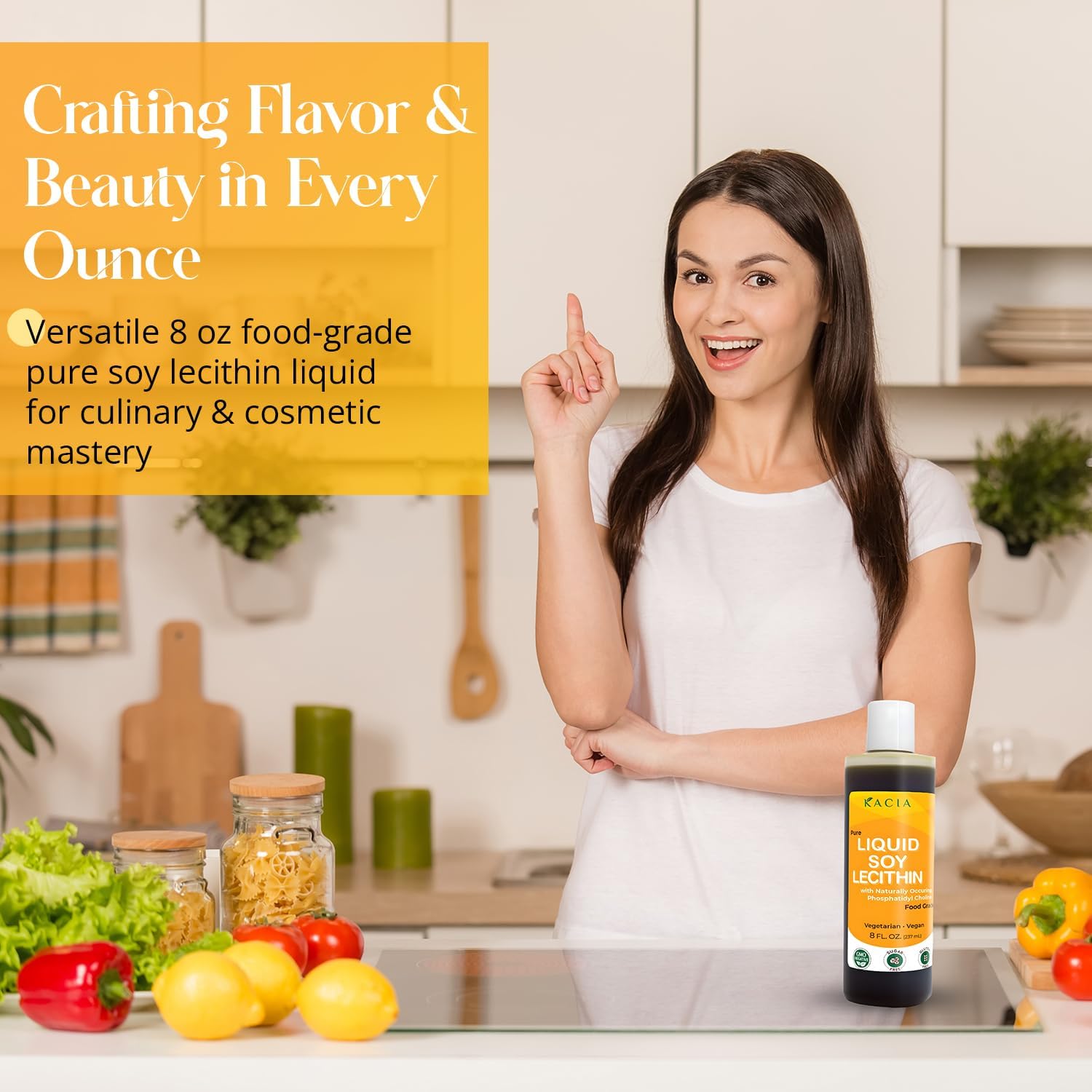 Vegan Soy Lecithin Liquid 8 oz - Food Grade Emulsifier for Baking & Chocolate - Skin & Hair Moisturizer for Cosmetics