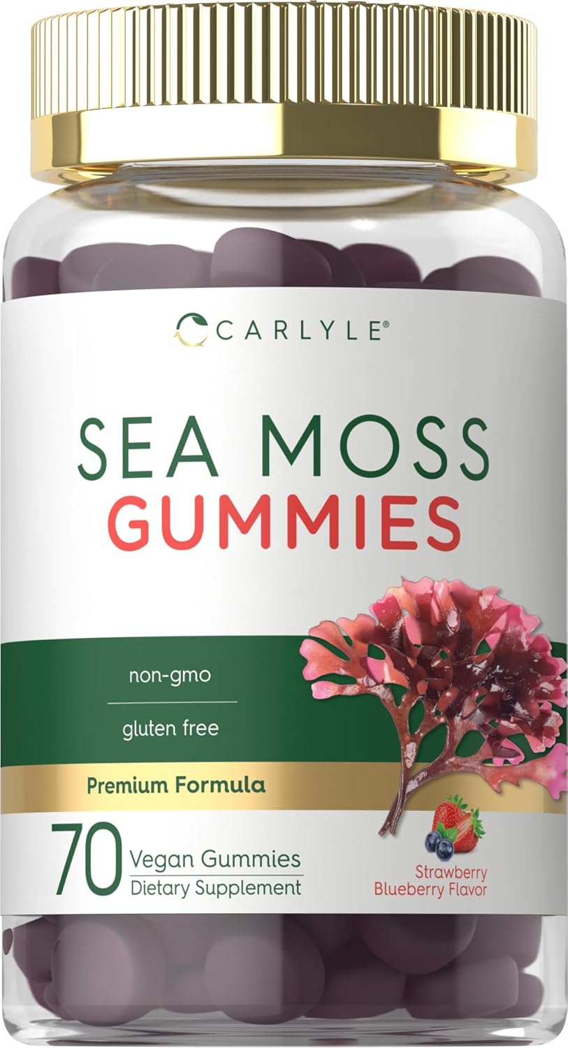 Vegan Strawberry Blueberry Sea Moss Gummies | 70 Count, Non-GMO Supplement
