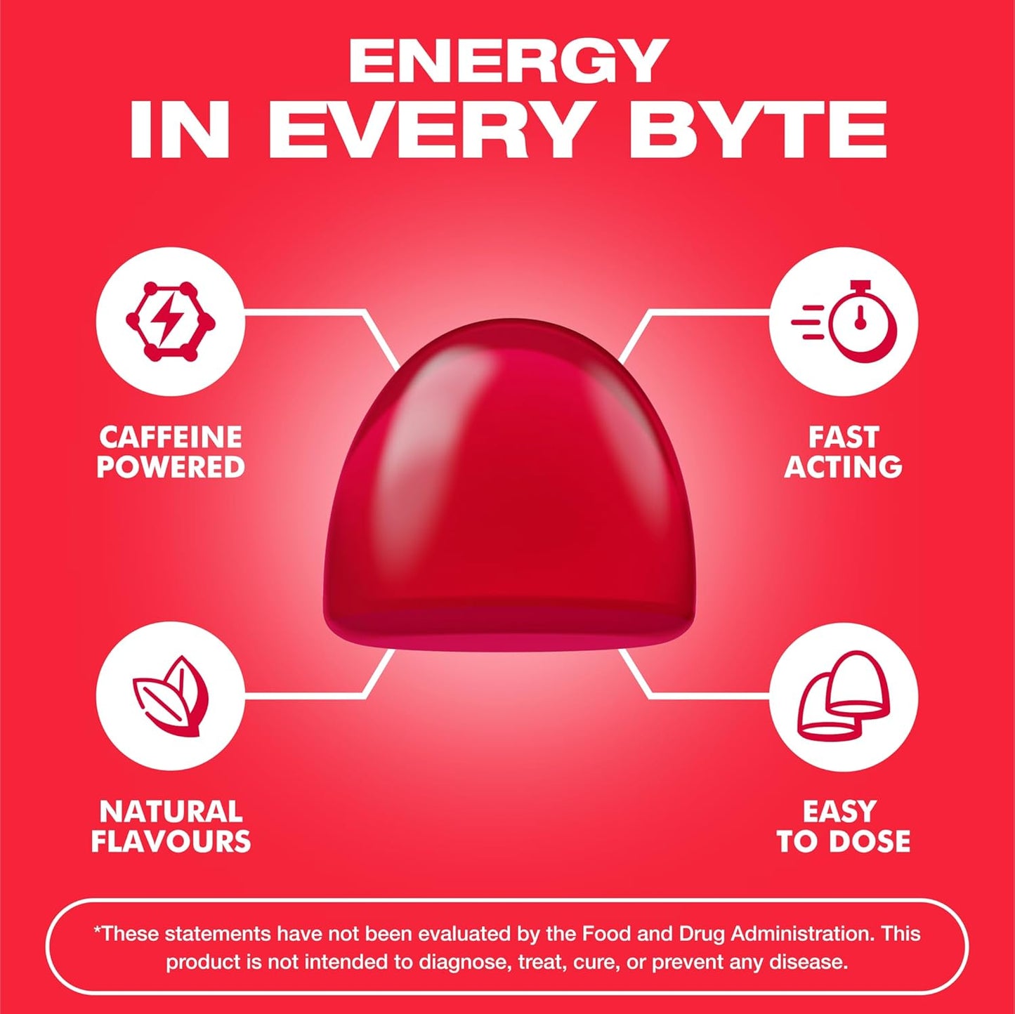 Vegan Strawberry Burst Energy Gummies for Running and Cycling | Low Sugar Caffeine Chews for Sports Performance | 12-Pack
