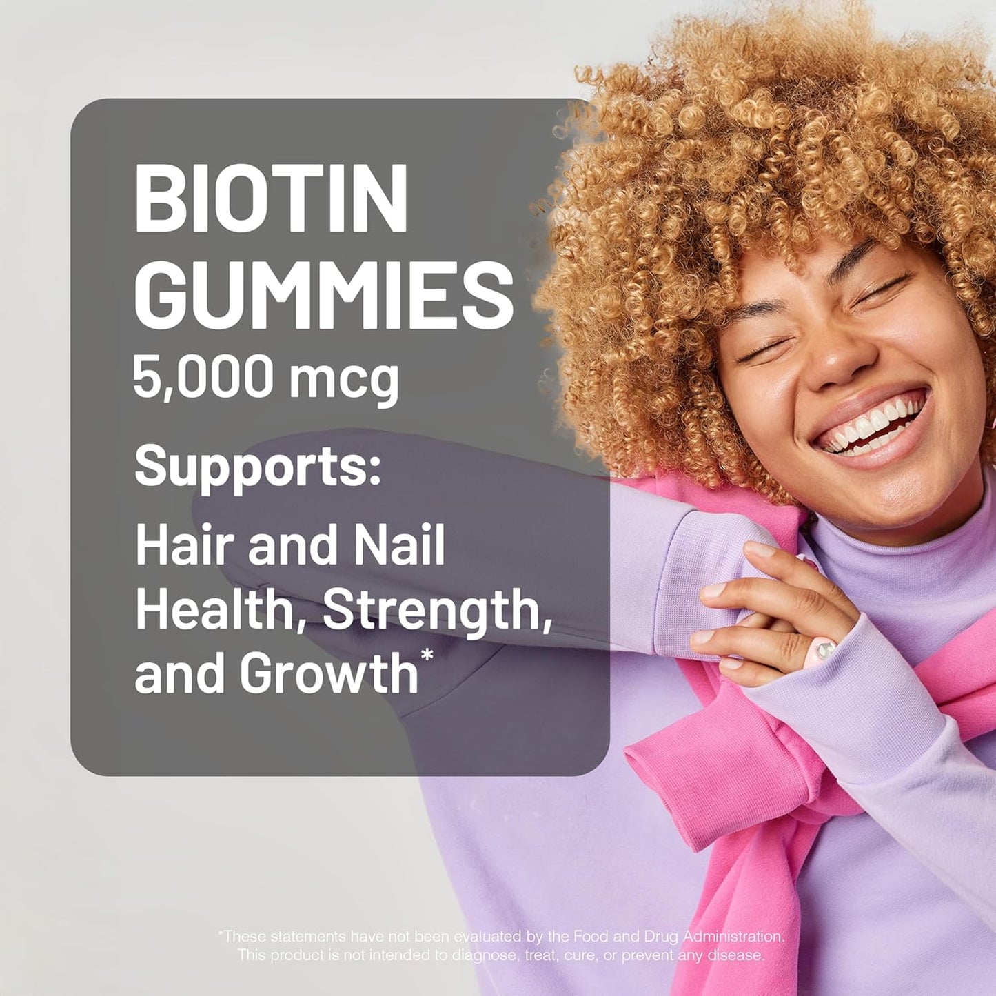 Vegan Strawberry-Kiwi Biotin Gummies - Hair, Skin, and Nails Supplement - 5000mcg Vitamin B7 - Gluten-Free - Natural Beauty Support - 60 Count