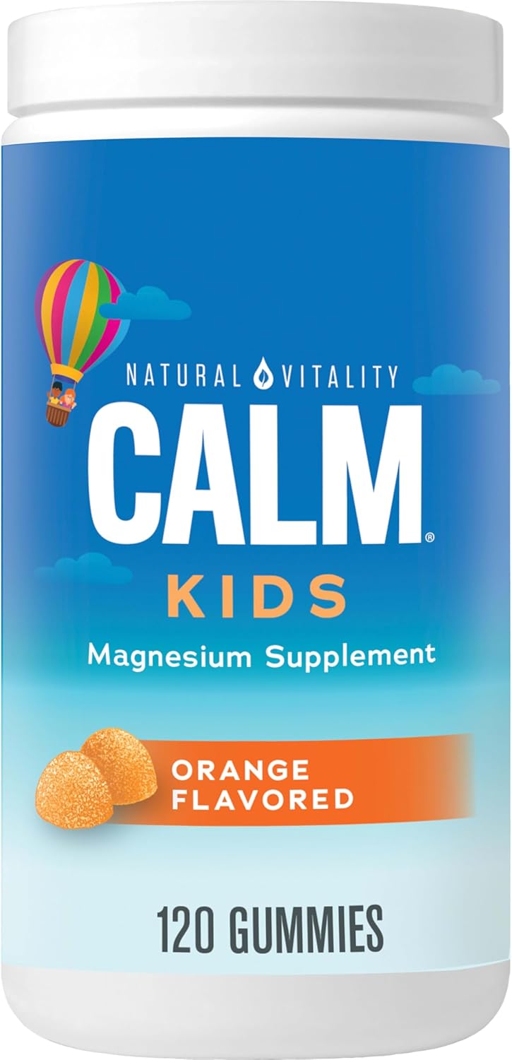 Vegan Stress Relief Gummies for Kids with Magnesium Citrate, Sweet Citrus Flavor, 120 Count