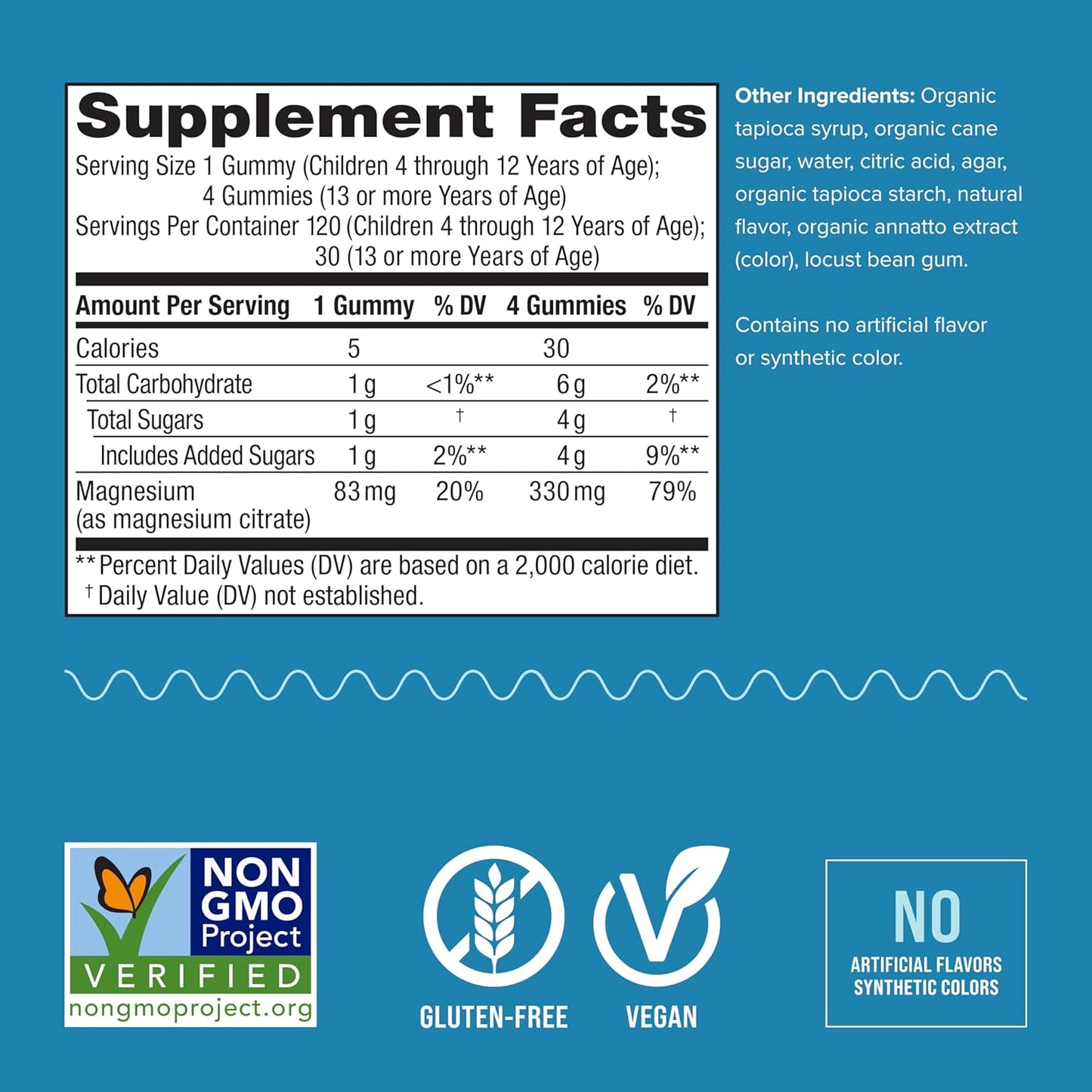Vegan Stress Relief Gummies for Kids with Magnesium Citrate, Sweet Citrus Flavor, 120 Count