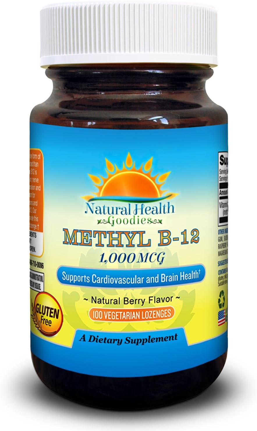 Vegan Sublingual Chewable Lozenges - Natural Health Goodies Methylcobalamin B12 1000 mcg