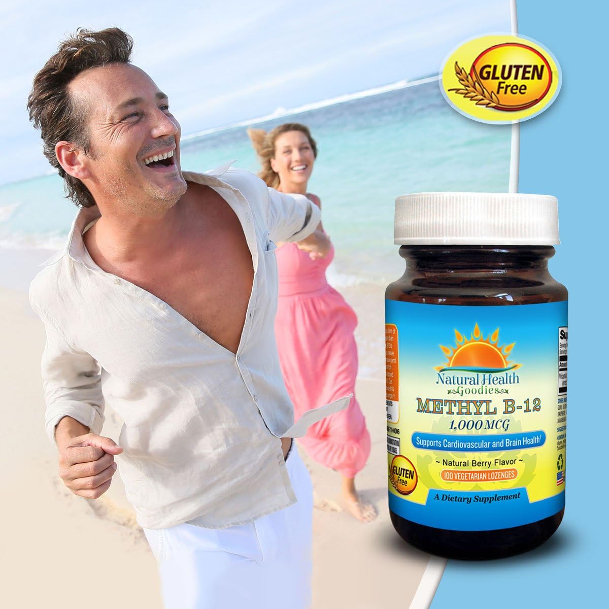 Vegan Sublingual Chewable Lozenges - Natural Health Goodies Methylcobalamin B12 1000 mcg