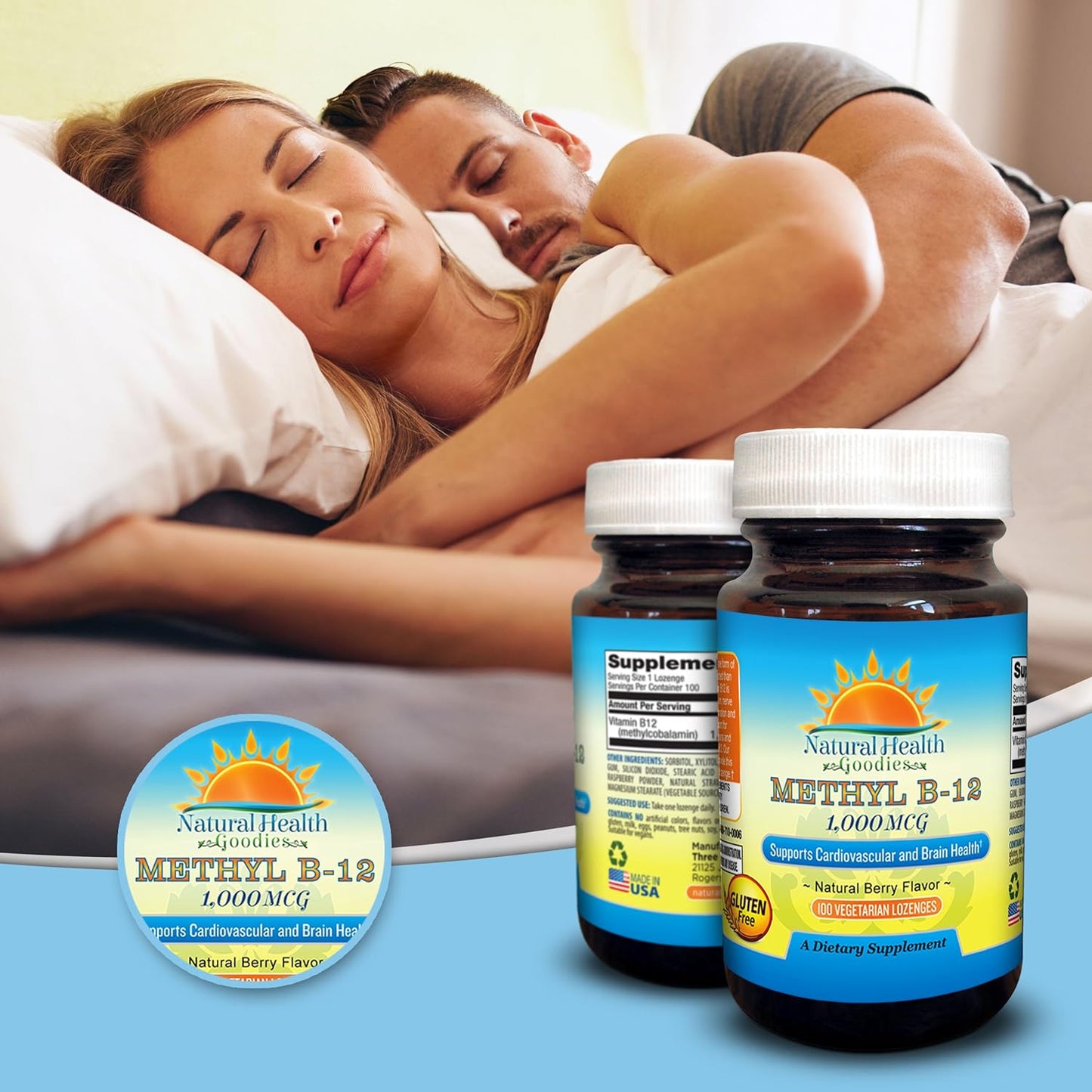 Vegan Sublingual Chewable Lozenges - Natural Health Goodies Methylcobalamin B12 1000 mcg