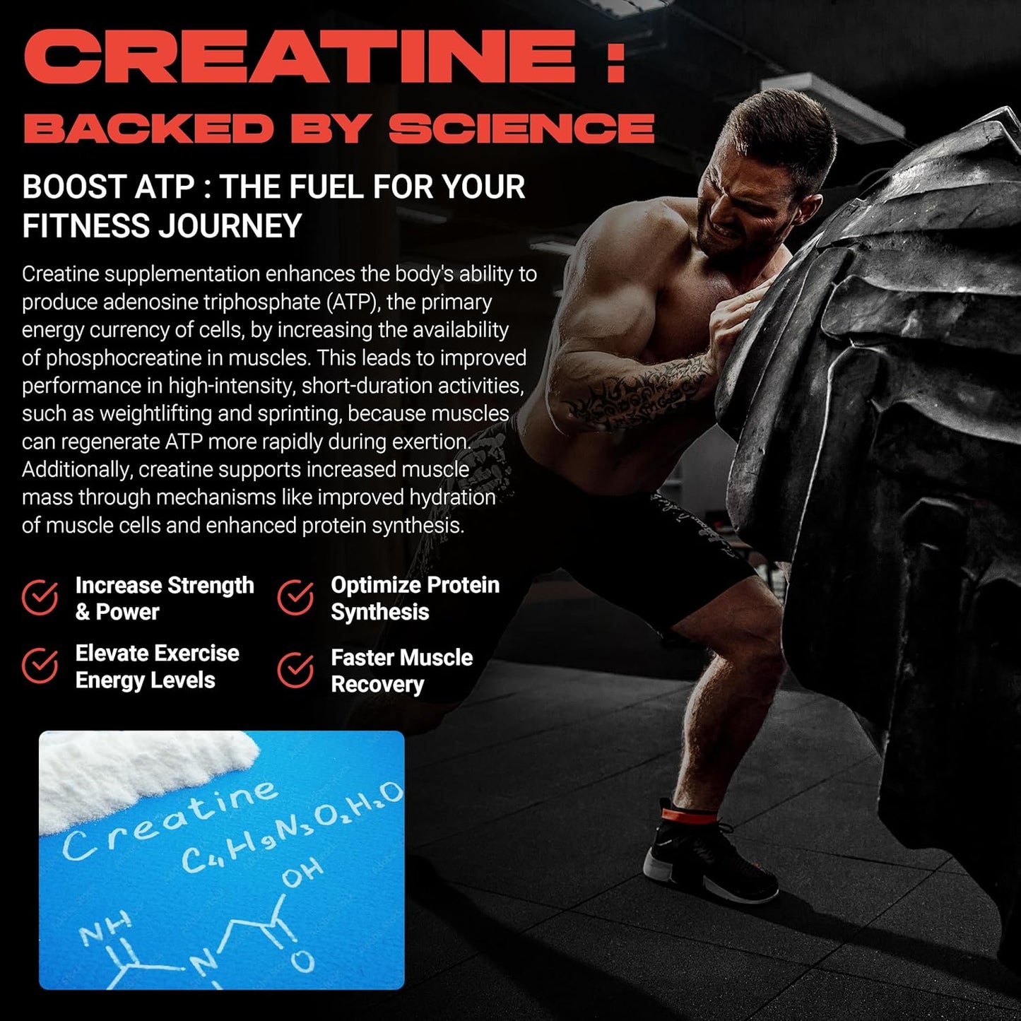 Vegan Sugar-Free Creatine Monohydrate Gummies for Pre and Post Workout, 5g per Serving, 120ct Strawberry Flavor, Gluten-Free - Ideal for Women and Men