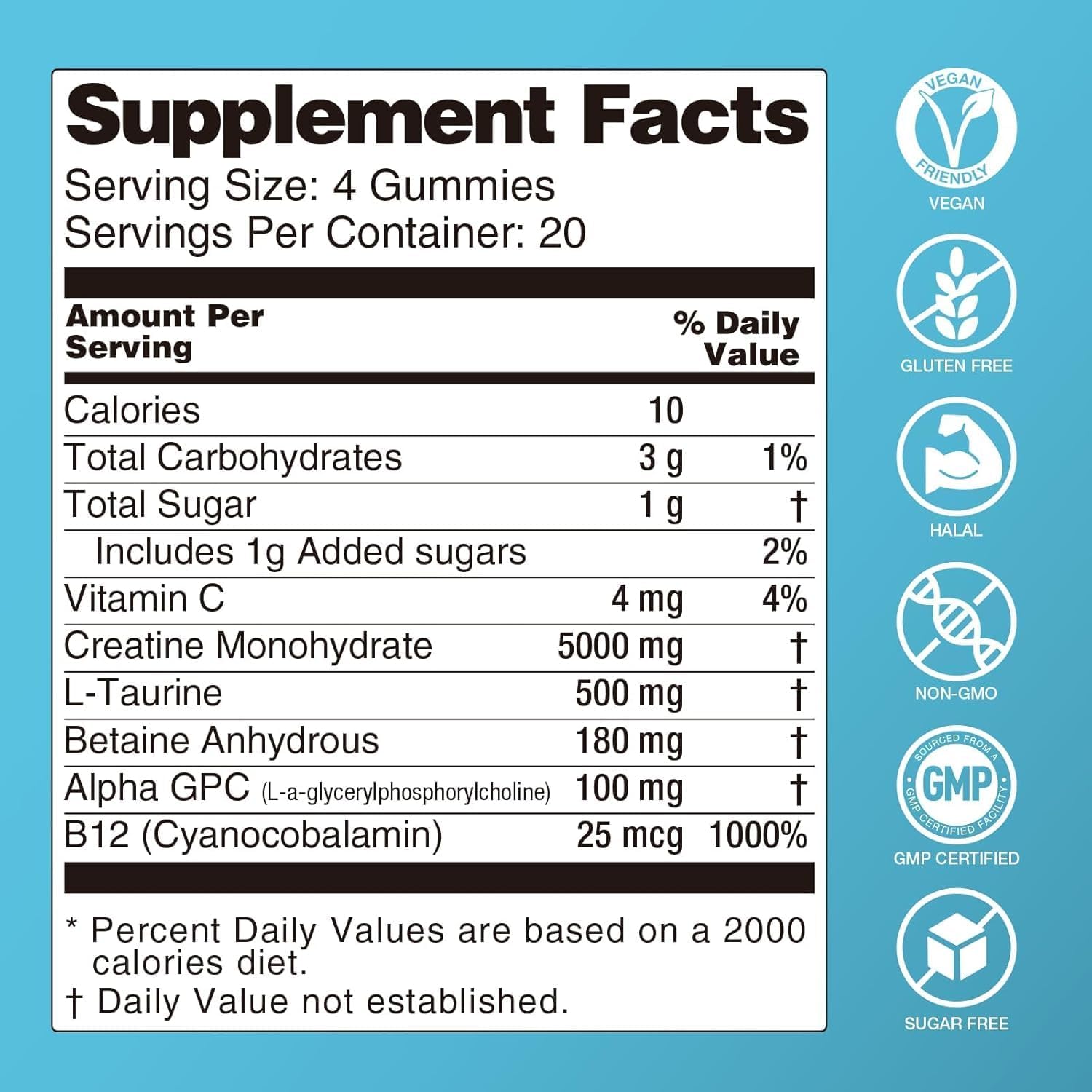 Vegan Sugar-Free MaxHemp Creatine Monohydrate Gummies for Enhanced Performance