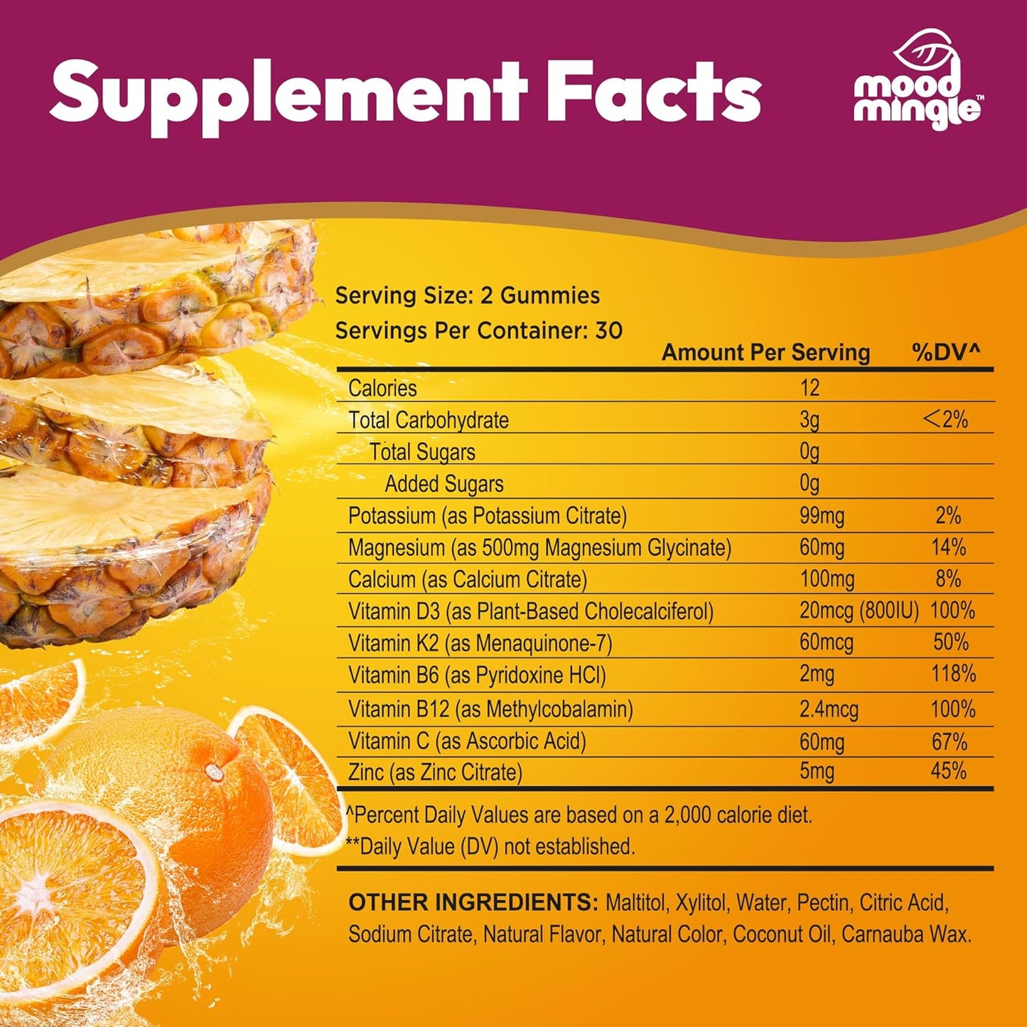 Vegan Sugar-Free Potassium Magnesium Gummies with Calcium, Vitamins, and Zinc - High Absorption Supplement for Kids & Adults