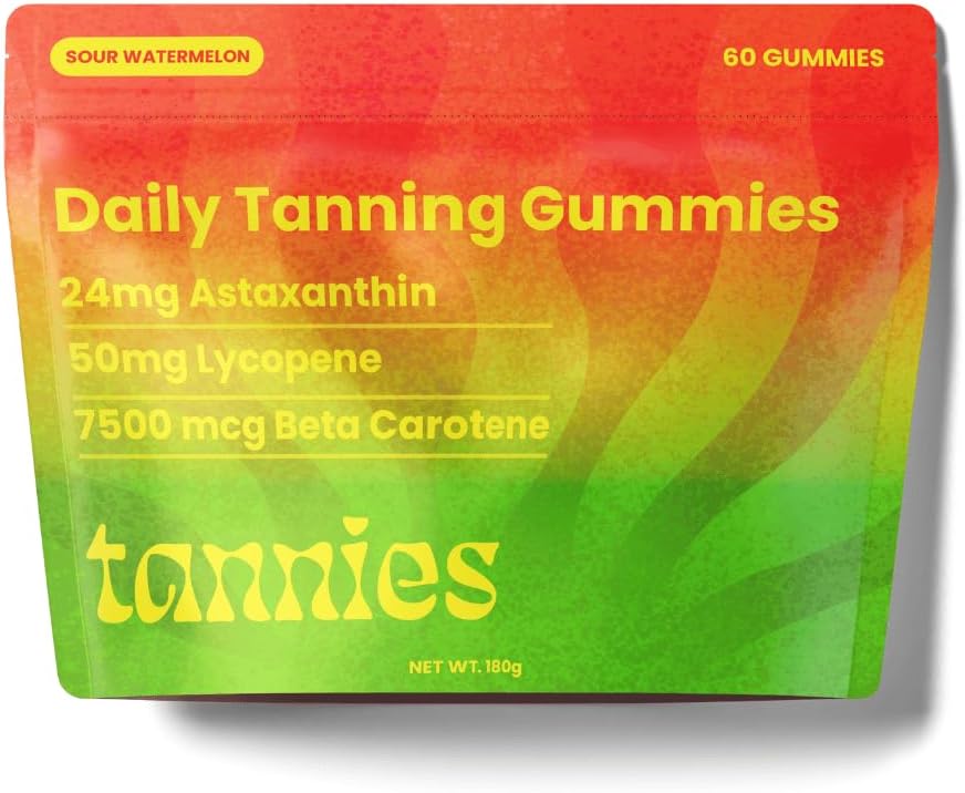 Vegan Tanning Gummies with Astaxanthin, Lycopene & Beta Carotene | Boost Melanin for Radiant Skin | Non-GMO Supplement for Skin Health & Glow | 30-Day Supply