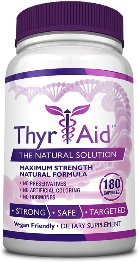 Vegan Thyroid Supplement with Iodine, Kelp, and Ashwagandha - 180 Capsules - 3 Month Supply