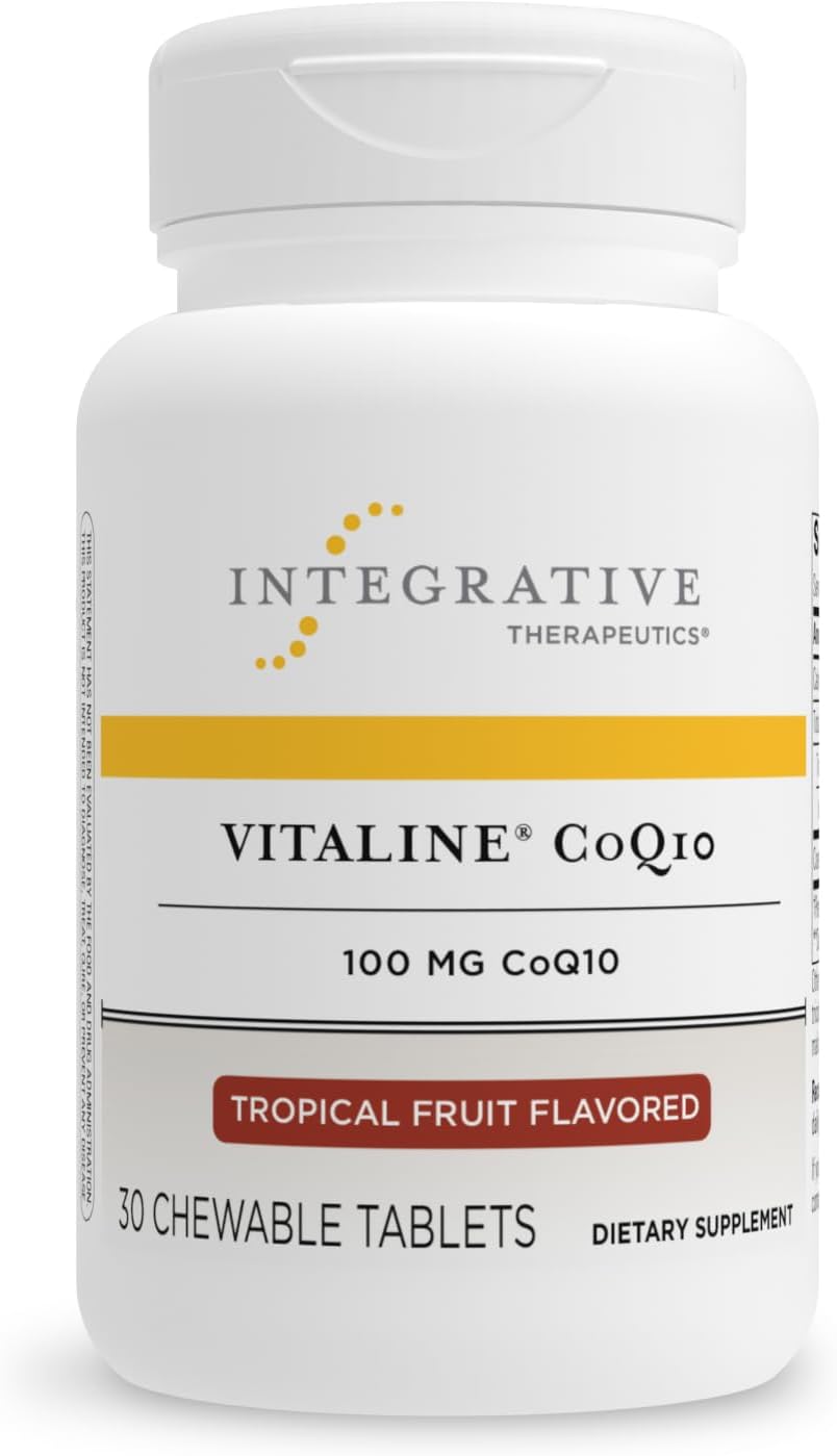 Vegan Tropical Fruit Flavored CoQ10 Chewable Wafers - 100 mg for Brain & Heart Health - Dairy Free - 30 Count
