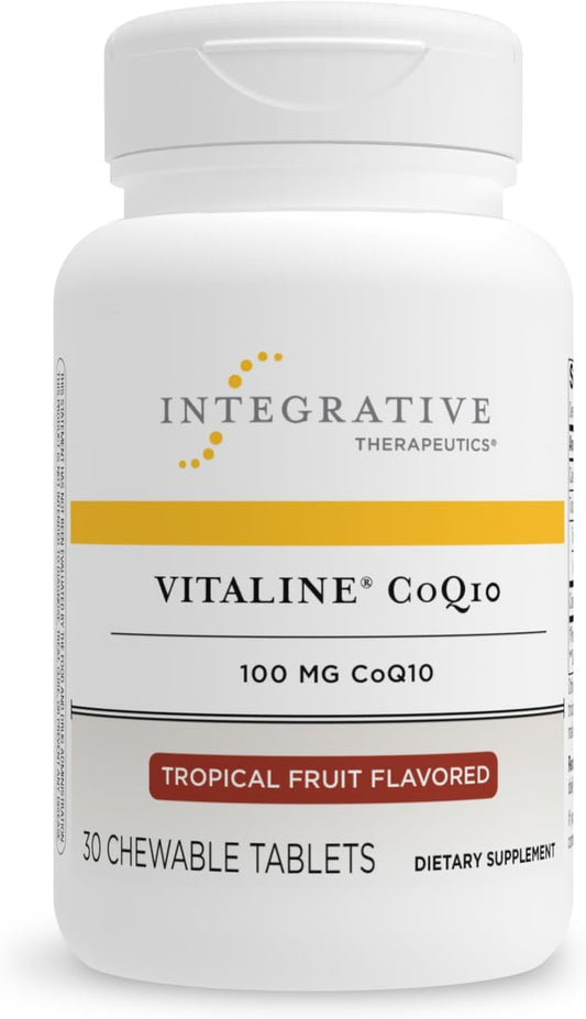Vegan Tropical Fruit Flavored CoQ10 Chewable Wafers - 100 mg for Brain & Heart Health - Dairy Free - 30 Count
