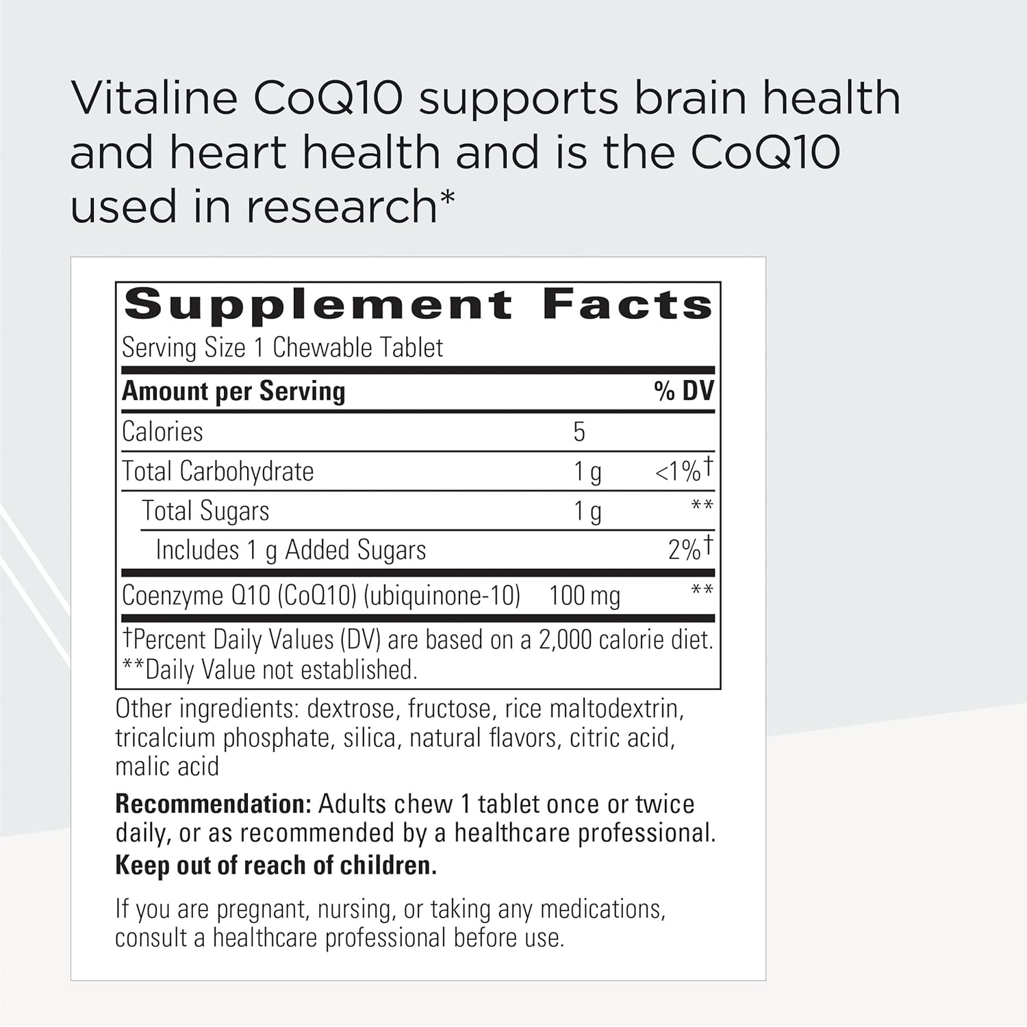Vegan Tropical Fruit Flavored CoQ10 Chewable Wafers - 100 mg for Brain & Heart Health - Dairy Free - 30 Count