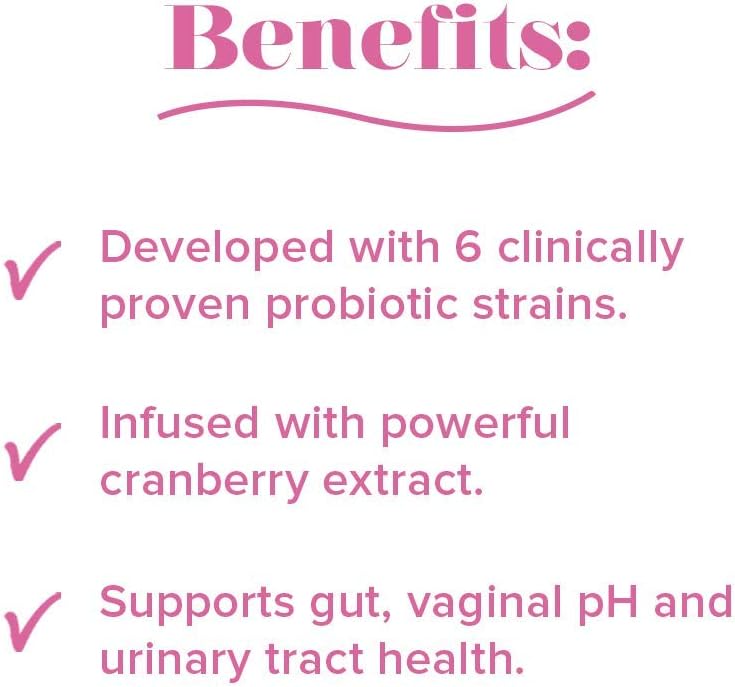 Vegan Vaginal Probiotic with Cranberry Extract and Chicory Root for pH Balance and Urinary Tract Health - 30 Capsules