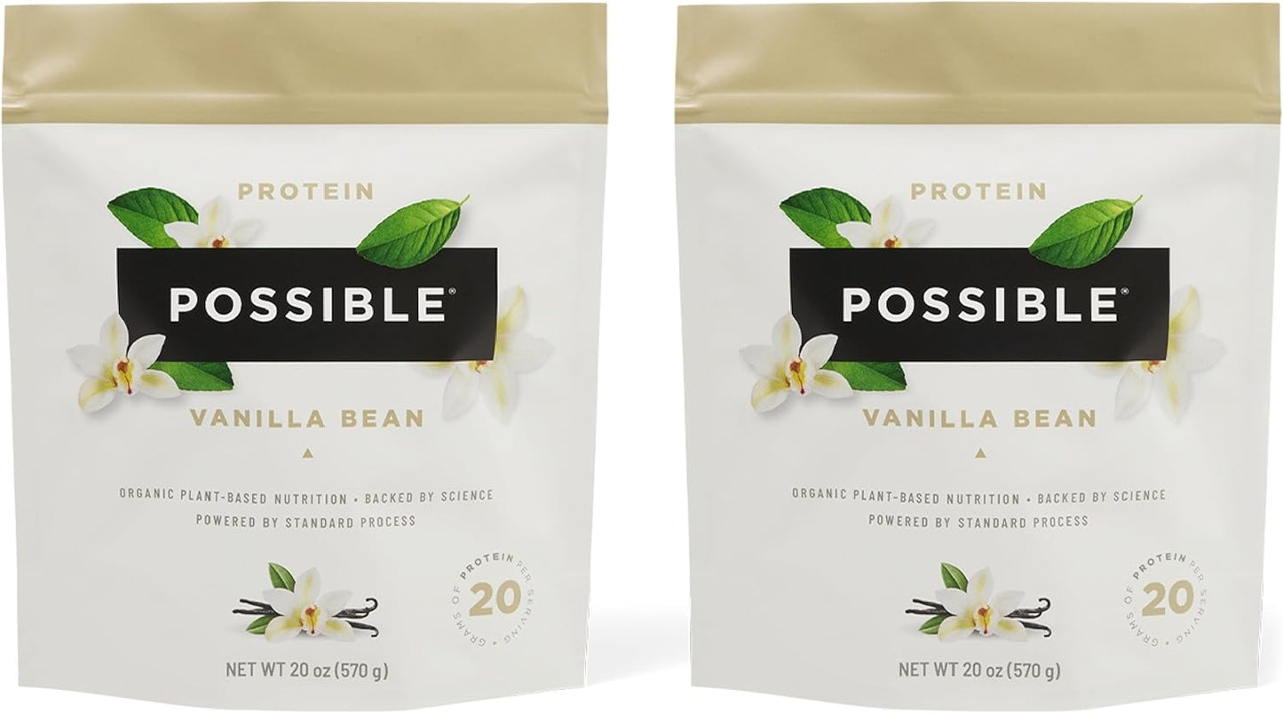 Vegan Vanilla Bean Protein Powder - 20g Plant-Based Protein Mix - Non-GMO, Gluten-Free - 3.5g BCAAs - 9 Essential Amino Acids - 30-Day Supply