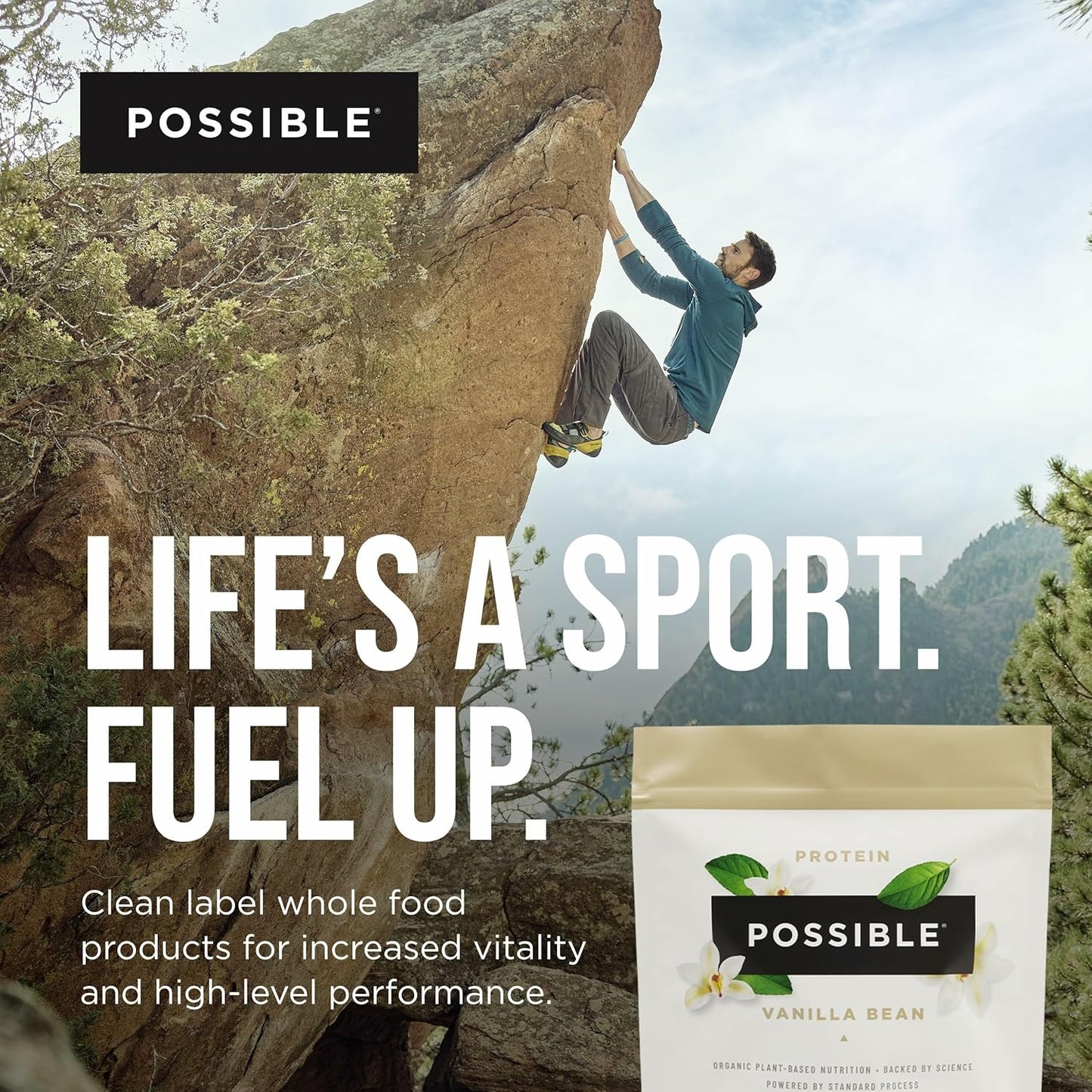 Vegan Vanilla Bean Protein Powder - 20g Plant-Based Protein Mix - Non-GMO, Gluten-Free - 3.5g BCAAs - 9 Essential Amino Acids - 30-Day Supply