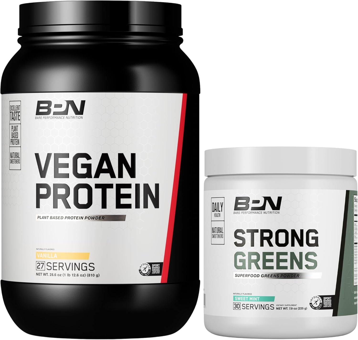 Vegan Vanilla Protein with Strong Greens and Sweet Mint by BARE PERFORMANCE NUTRITION BPN