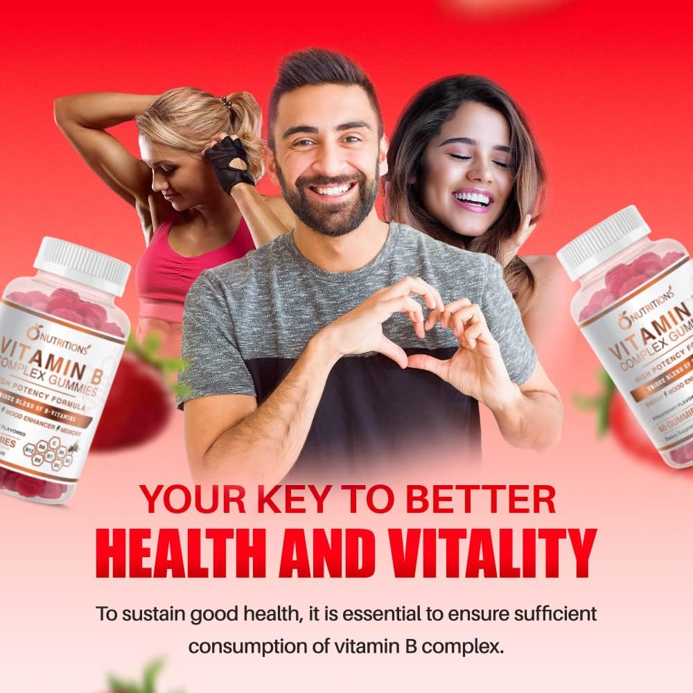 Vegan Vitamin B Complex Gummies with B12, Biotin, and Folate for Energy, Stress, and Immune Support - 2 Pack