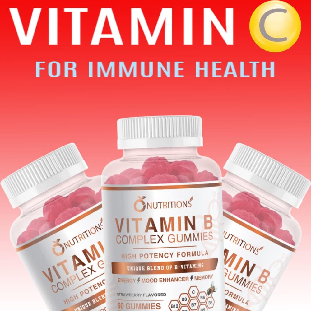 Vegan Vitamin B Complex Gummies with B12, Biotin, and Folate for Energy, Stress, and Immune Support - 2 Pack