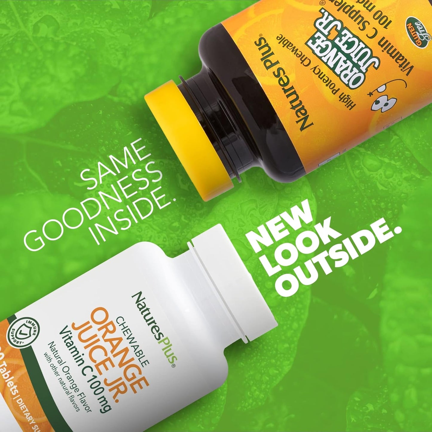 Vegan Vitamin C Chewable Tablets - 90 Servings - Immune System Support - Gentle on Stomach - Gluten-Free - Natures Plus Orange Juice Jr.