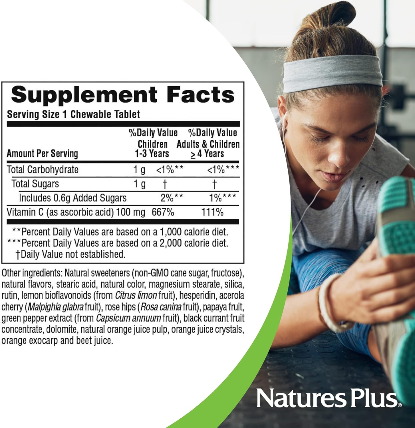 Vegan Vitamin C Chewable Tablets - 90 Servings - Immune System Support - Gentle on Stomach - Gluten-Free - Natures Plus Orange Juice Jr.