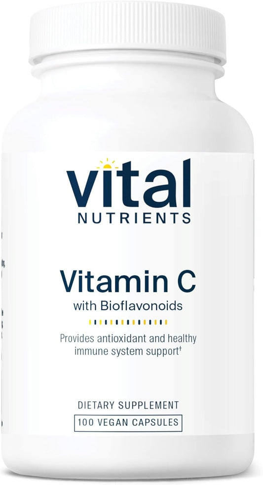 Vegan Vitamin C Supplement with Bioflavonoids for Immune Support - 1000mg Vitamin C, 500mg Citrus Bioflavonoid - Gluten, Dairy, Soy Free - Non-GMO - 100 Capsules