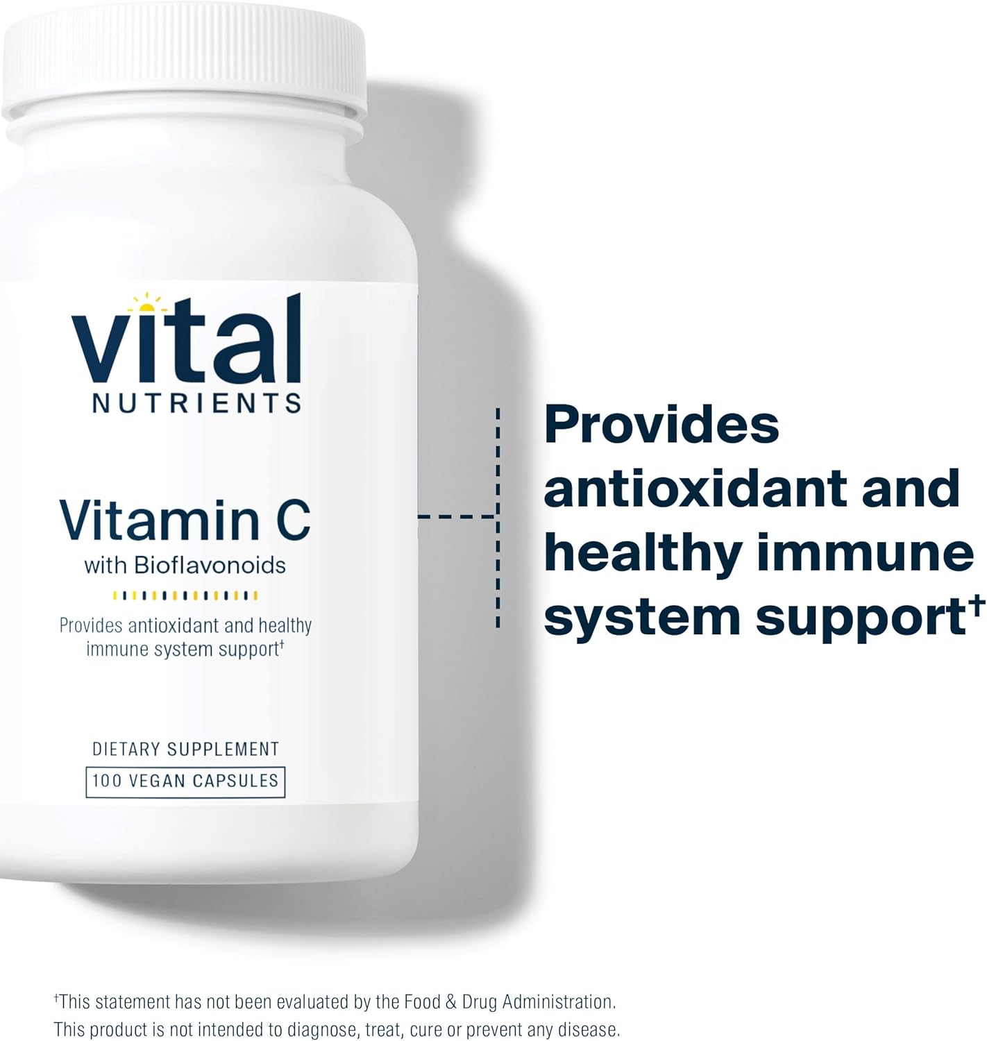 Vegan Vitamin C Supplement with Bioflavonoids for Immune Support - 1000mg Vitamin C, 500mg Citrus Bioflavonoid - Gluten, Dairy, Soy Free - Non-GMO - 100 Capsules
