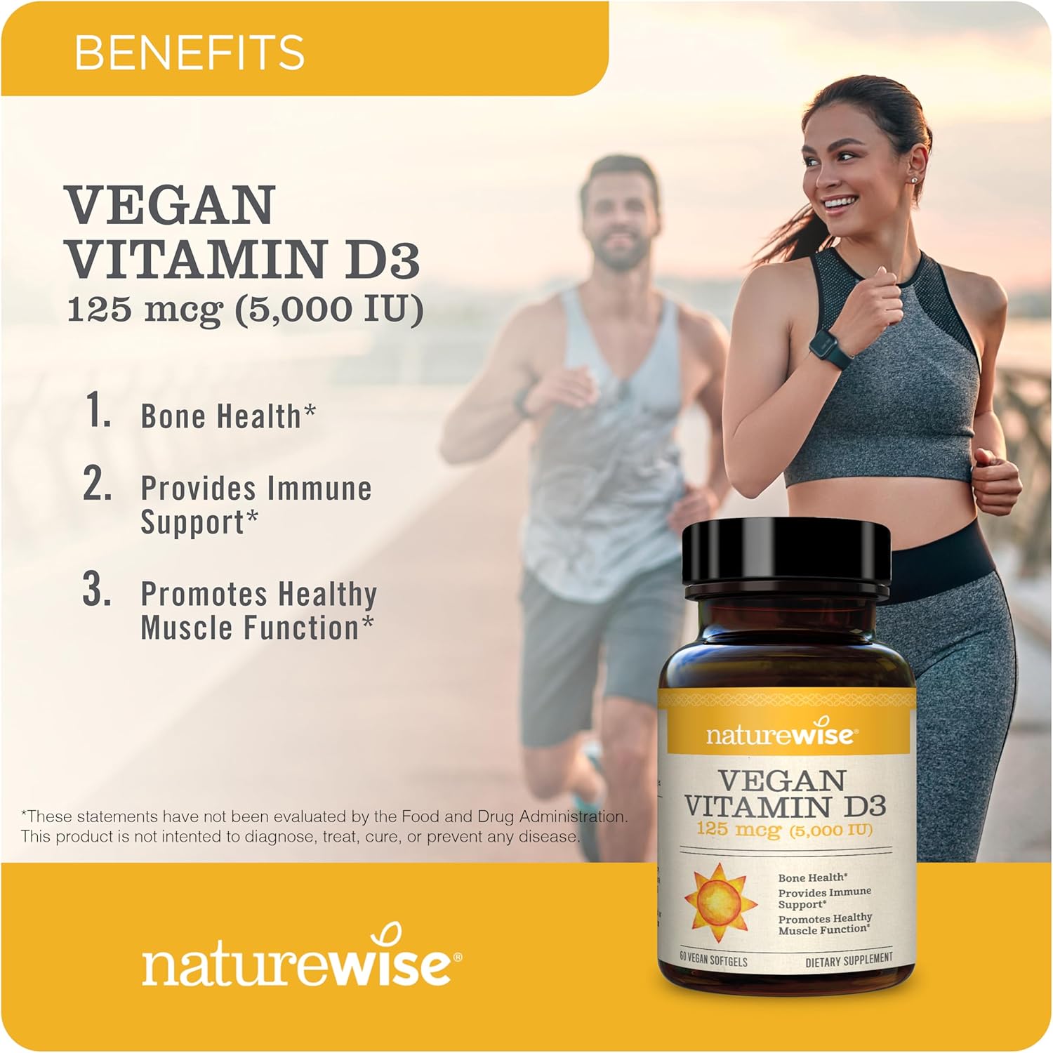 Vegan Vitamin D3 5000iu from Lichen with Olive Oil - Immune, Muscle, Bone Health - Non-GMO, Gluten-Free - 60 Softgels