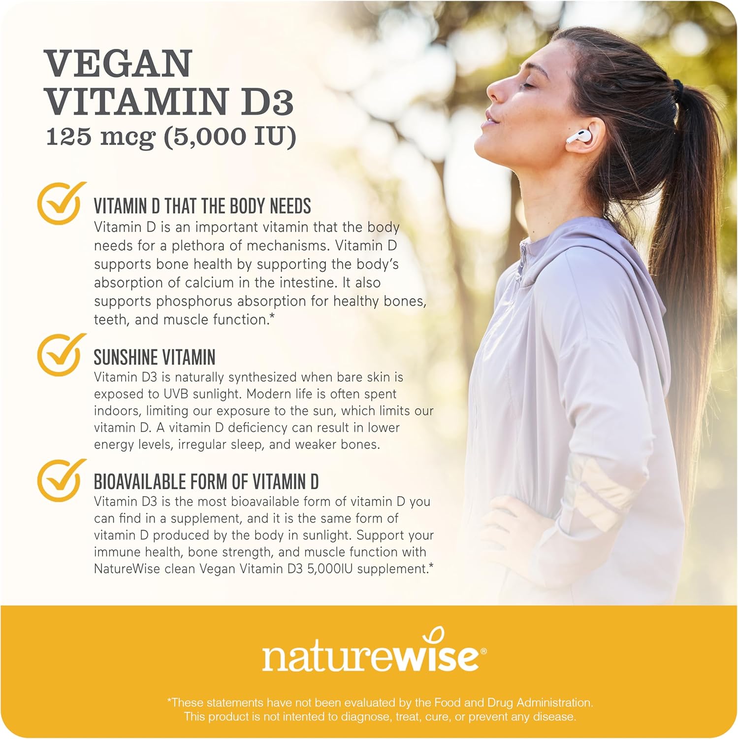 Vegan Vitamin D3 5000iu from Lichen with Olive Oil - Immune, Muscle, Bone Health - Non-GMO, Gluten-Free - 60 Softgels