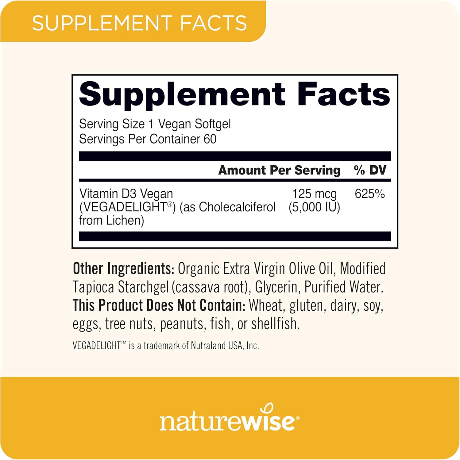 Vegan Vitamin D3 5000iu from Lichen with Olive Oil - Immune, Muscle, Bone Health - Non-GMO, Gluten-Free - 60 Softgels