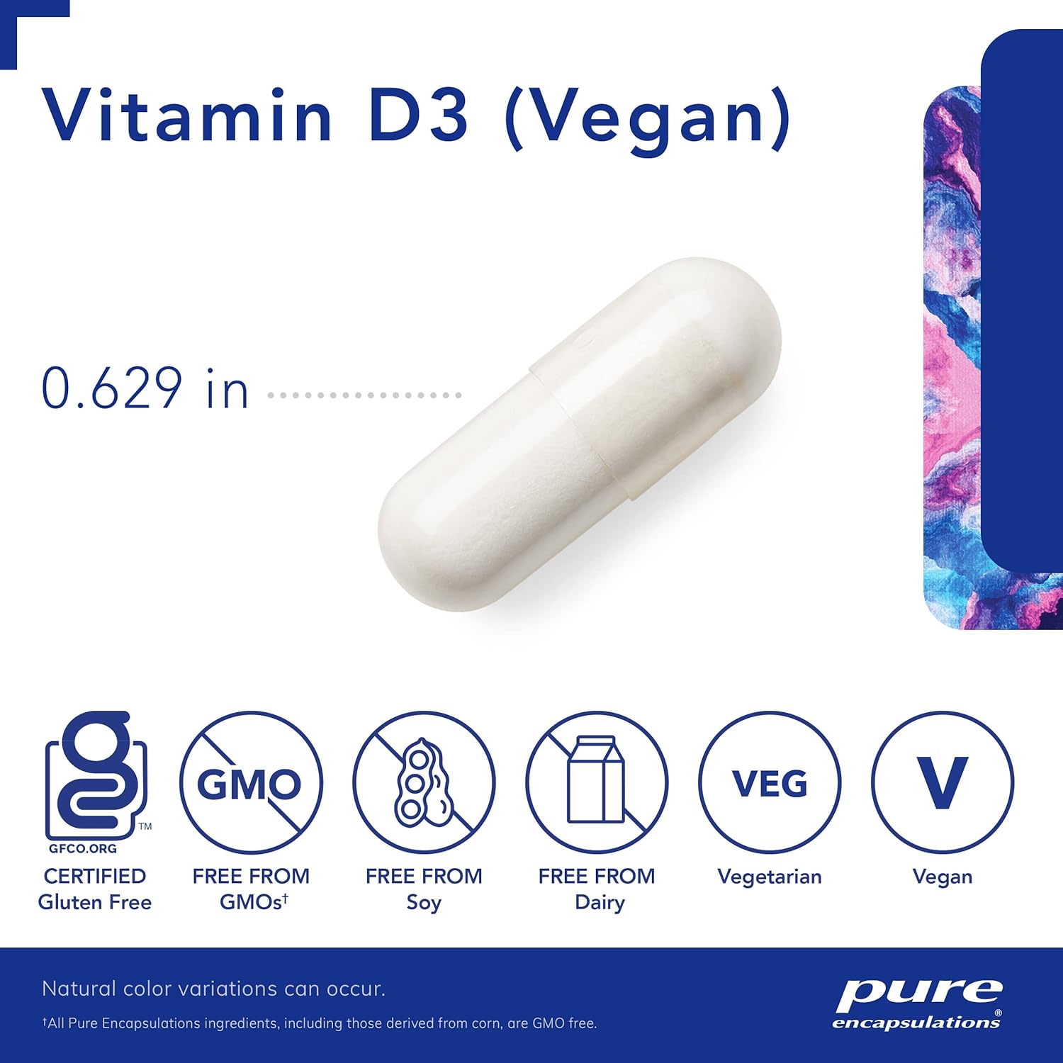 Vegan Vitamin D3 Capsules for Musculoskeletal, Cardiovascular, Neurocognitive & Immune Health - 120 ct.