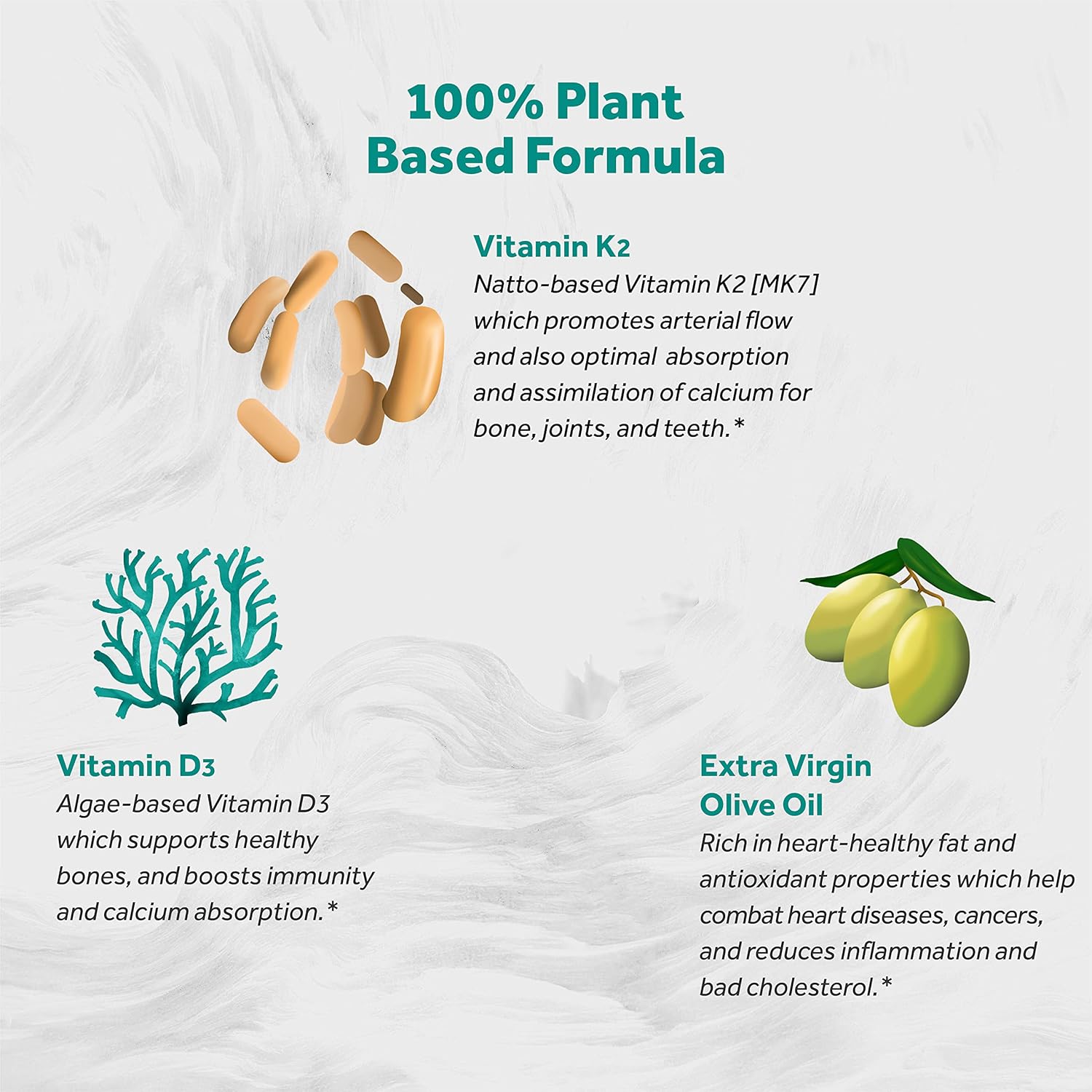 Vegan Vitamin D3 + K2 Algae Supplement | 5000iu D & 120mcg K | Vegan Society Certified, Sustainably Sourced | 60 Softgels