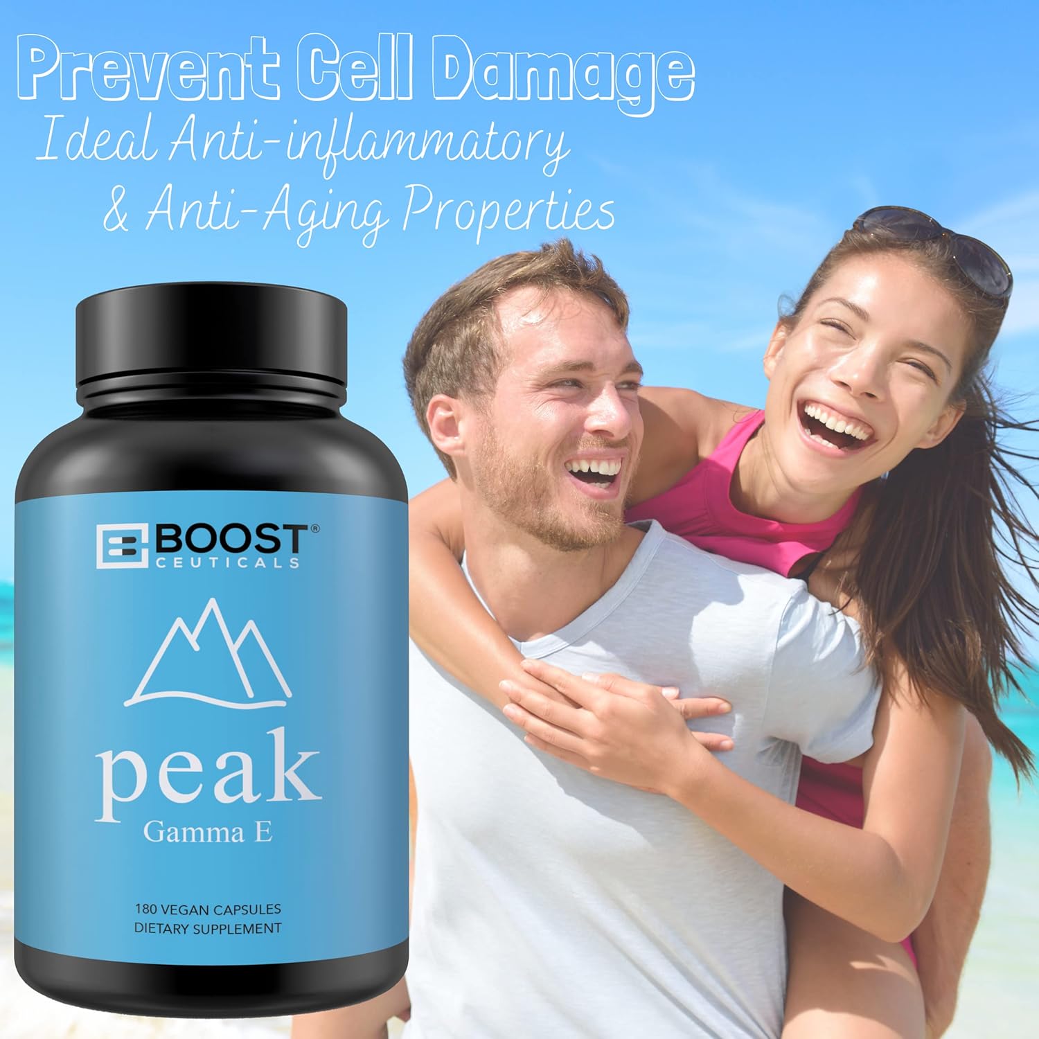 Vegan Vitamin E 400 IU Mixed Tocopherols Complex - Non-GMO, Gluten-Free, High Potency Gamma E - 180 Capsules by BoostCeuticals