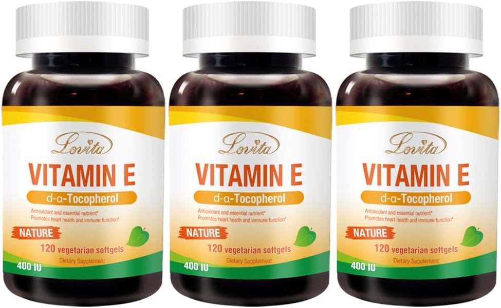 Vegan Vitamin E Softgels for Healthy Skin, Hair, Nails & Immune Support - 120 Vegetarian Softgels x 3 Pack
