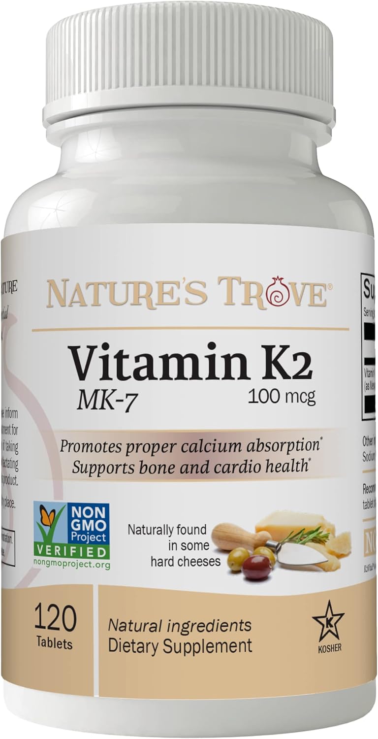 Vegan Vitamin K2 MK7 Supplement 100mcg - 120 Count by Nature's Trove