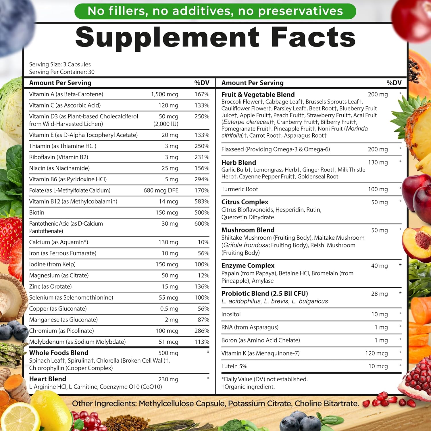 Vegan Whole Food Multivitamin with Iron, Daily Supplement for Women and Men, 90 Count, Non-GMO