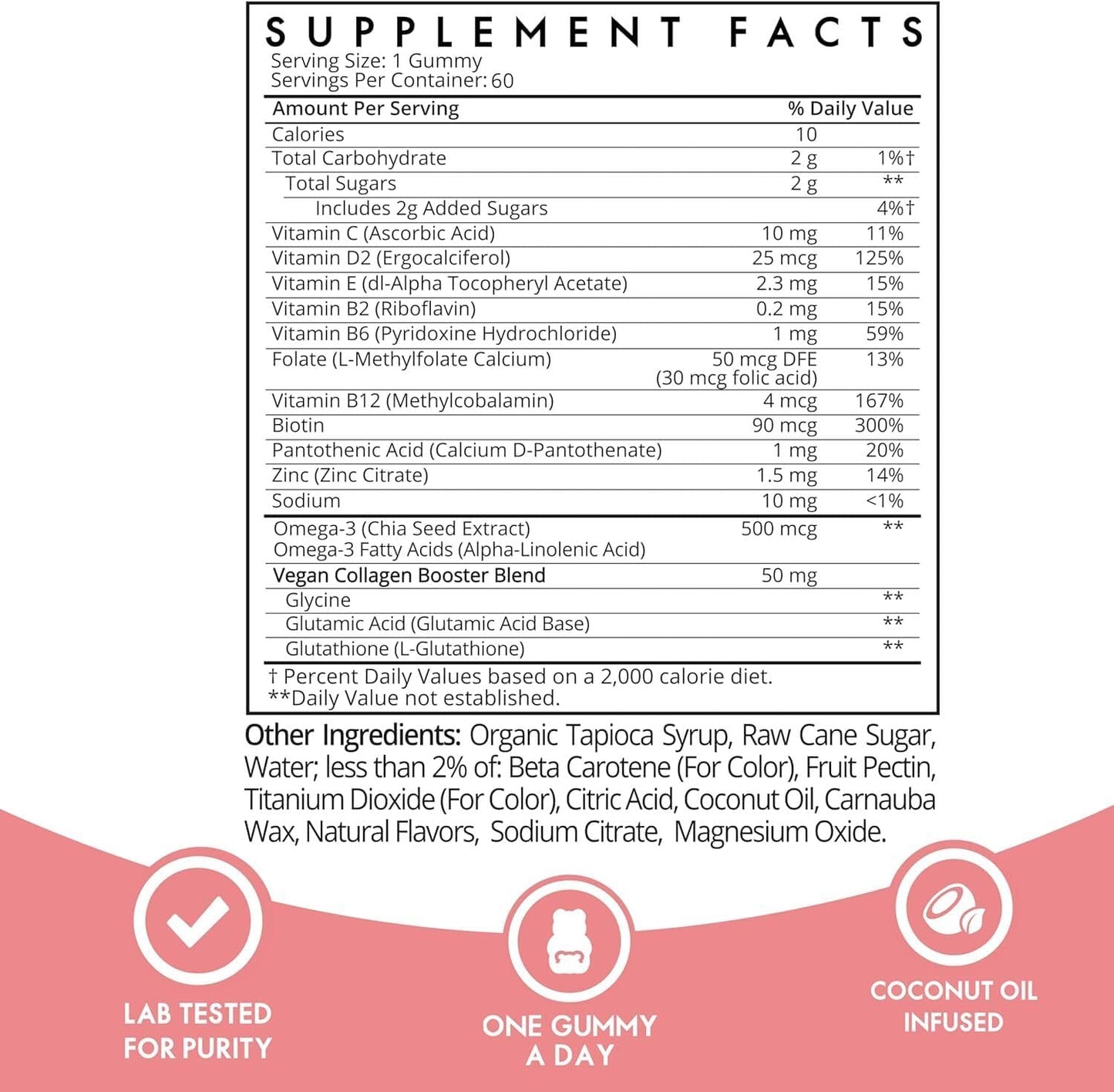 Vegan Women's Multivitamin Gummies with Collagen, Glutathione, Omega-3, and Vitamins - Chewable Daily Supplement for Hair, Skin, and Nails