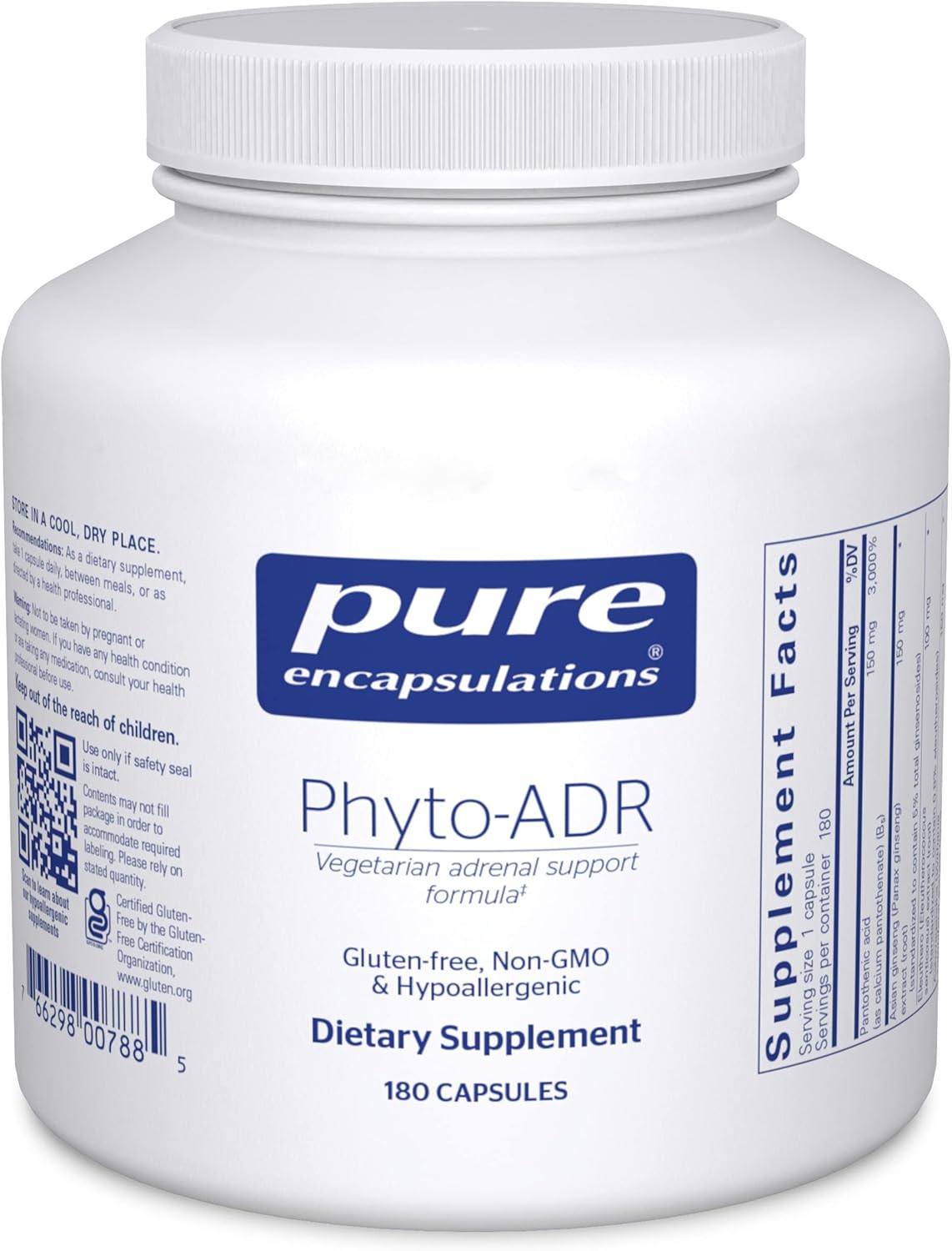 Vegetarian Adrenal Support Formula by Pure Encapsulations | Phyto-ADR | 180 Capsules