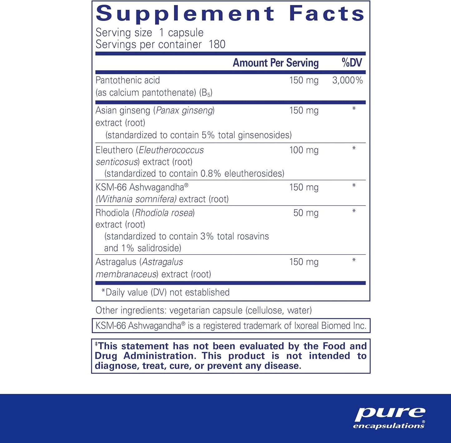 Vegetarian Adrenal Support Formula by Pure Encapsulations | Phyto-ADR | 180 Capsules